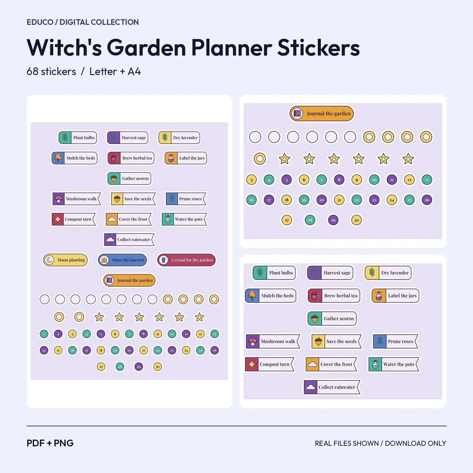Witch's Garden and Apothecary Planner Stickers - 68 Foraging, Brewing and Moon Garden Labels, preview 1 of 4
