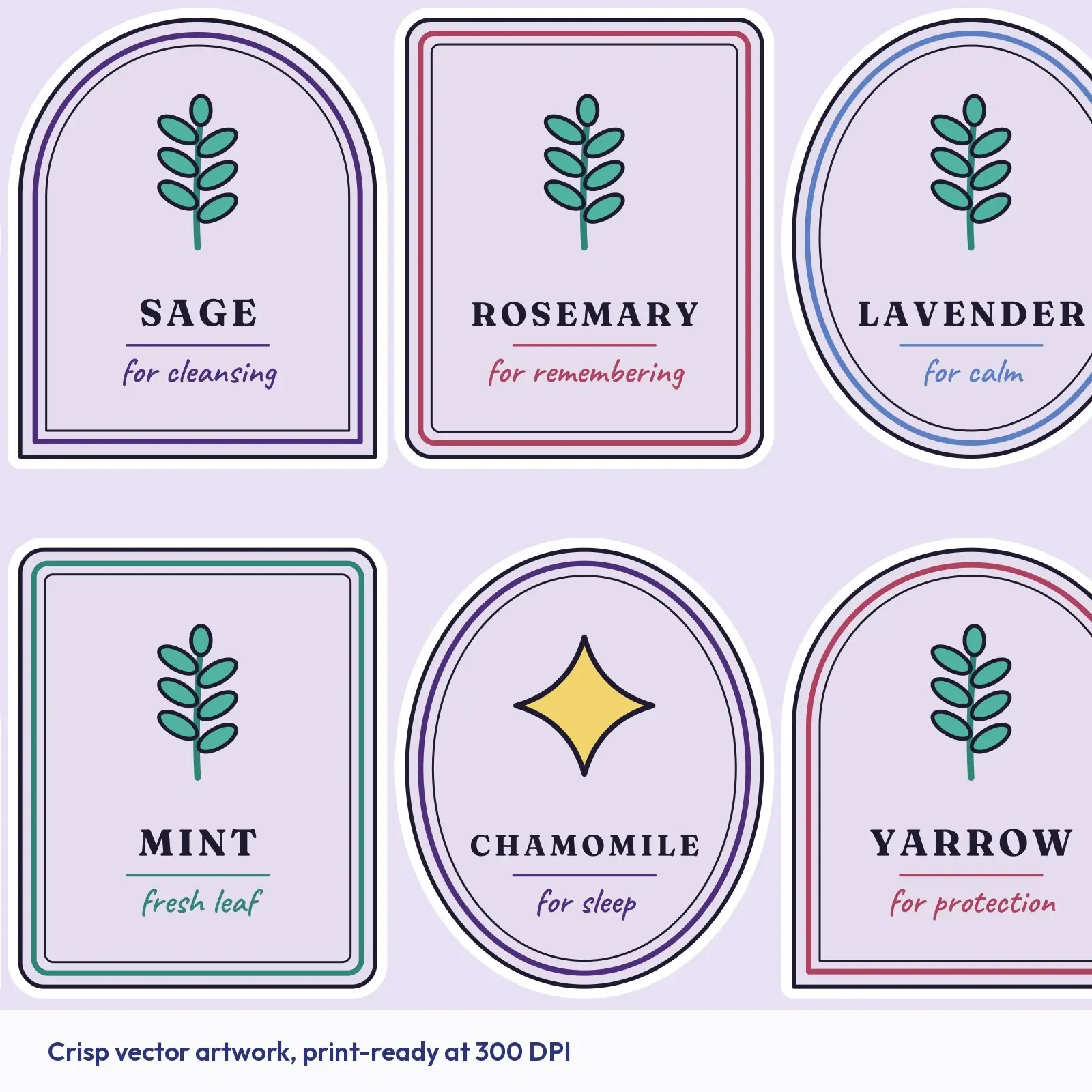 Apothecary Herb Jar Label Stickers - 16 Witchy Dried Herb and Tea Labels for Spell Jars, Cut SVG, preview 3 of 4