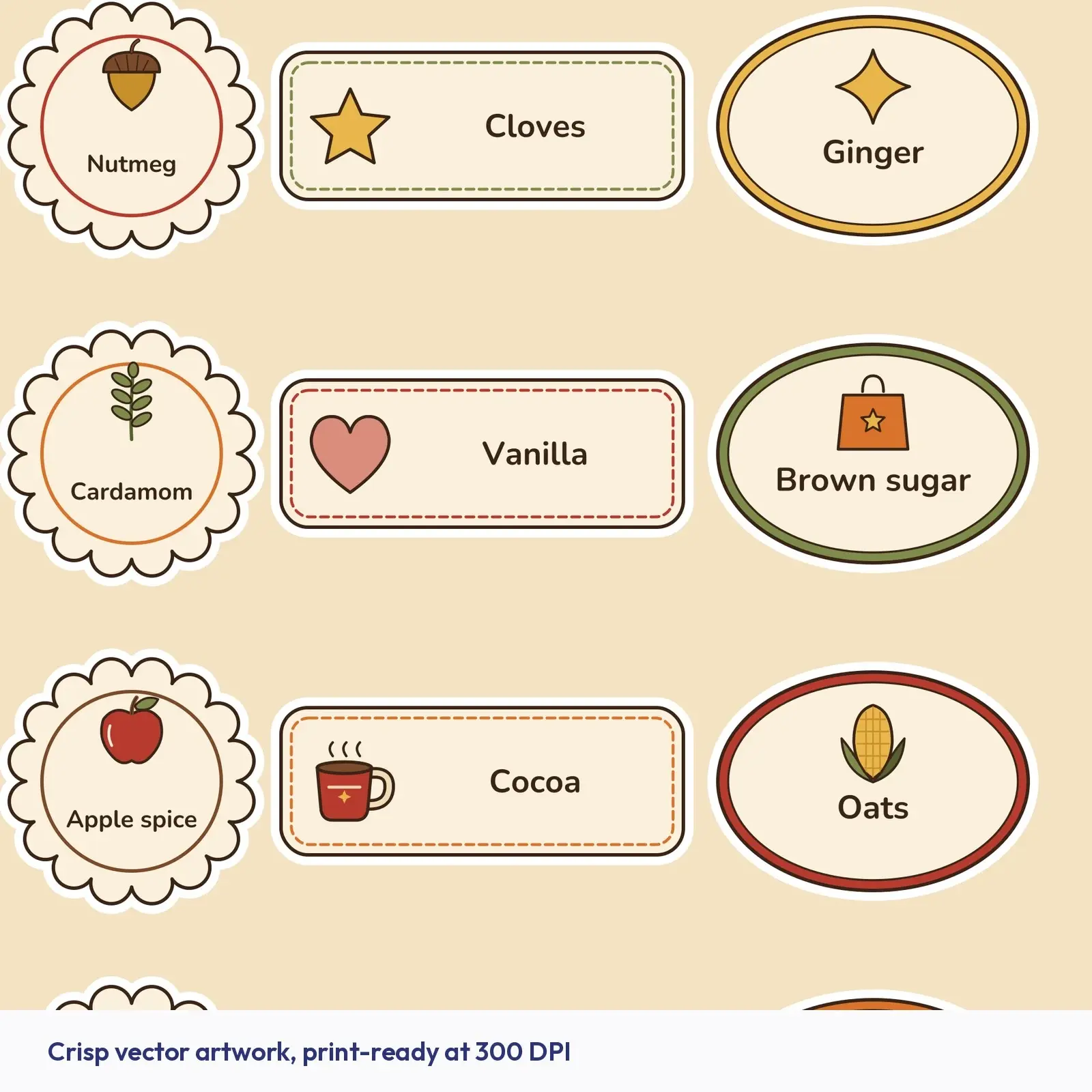 Fall Spice Jar Label Stickers - 20 Cozy Baking Spice and Pantry Labels in Plaid Tones, Cut SVG, preview 3 of 4