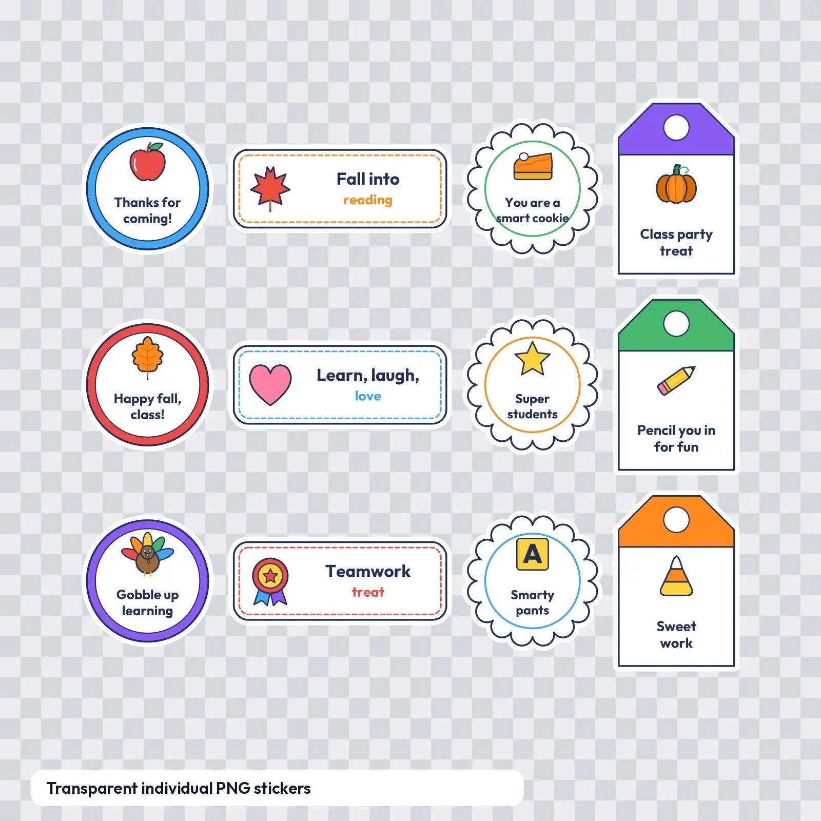 Fall Class Party Goodie Bag Label Stickers - 16 Thank-You Seals and Treat Tags for Teachers, preview 4 of 4