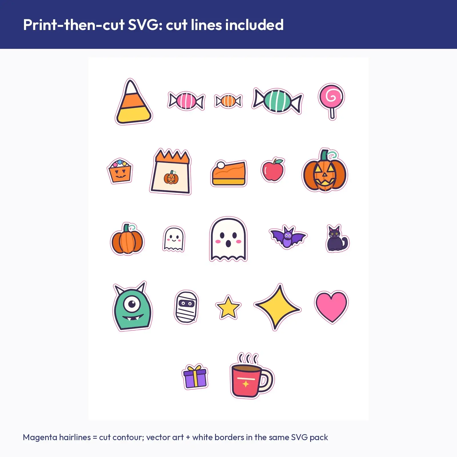 Halloween Candy and Treat Sticker Pack - 22 Candy Corn, Lollipop, Pail and Bag Stickers, Cut SVG, preview 4 of 4
