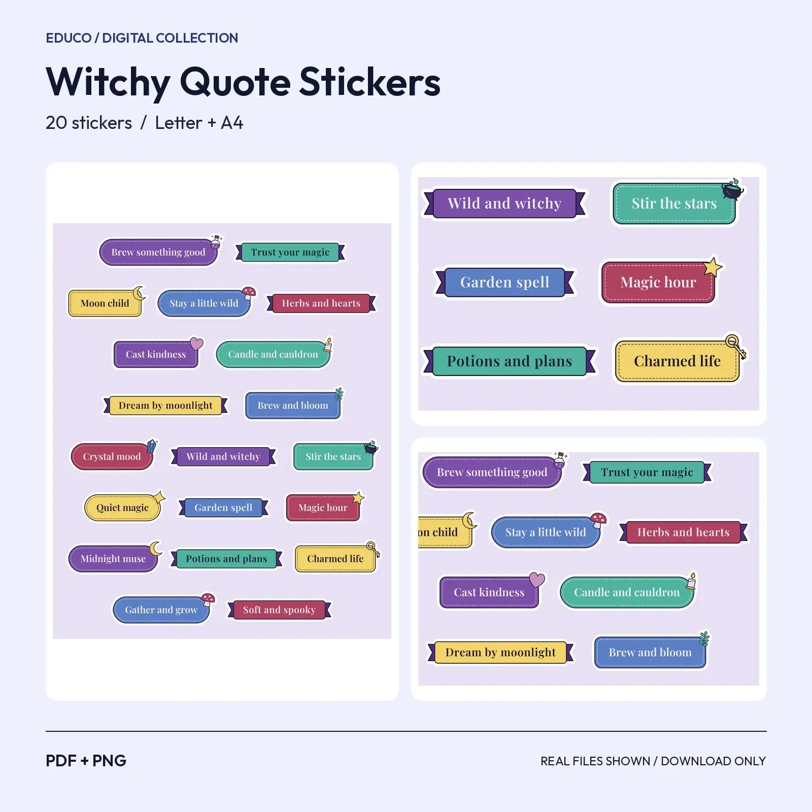 Witchy Quote Stickers - 20 Original Spell Words and Mantras for Journals, Jars and Gifts, preview 1 of 4