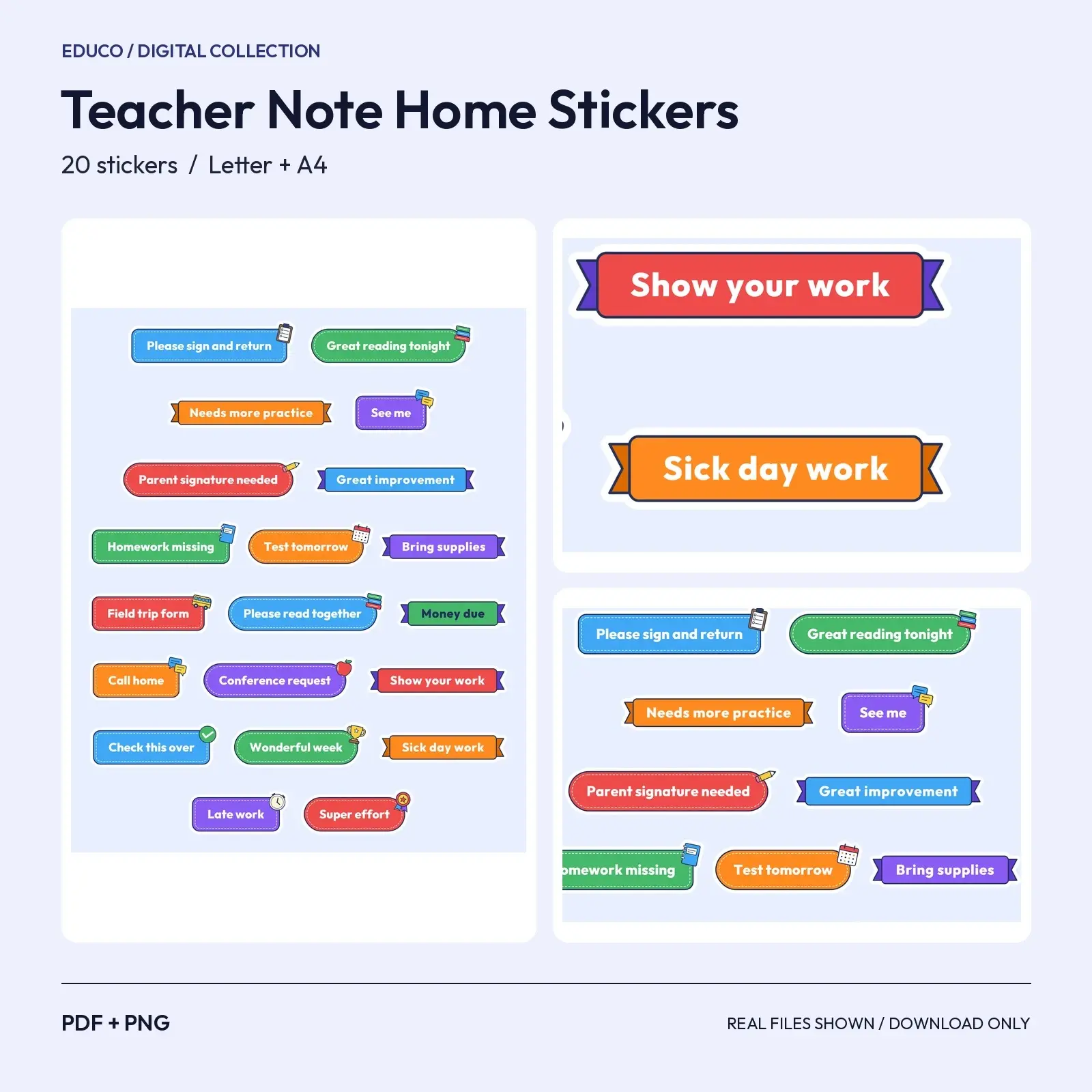 Fall Teacher Note-Home Stickers - 20 Feedback and Reminder Labels for Papers and Planners preview