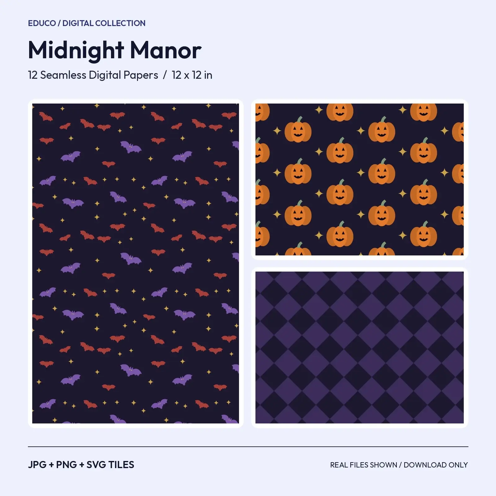 Midnight Manor Halloween Digital Paper - 12 Seamless Patterns, 12x12 in preview
