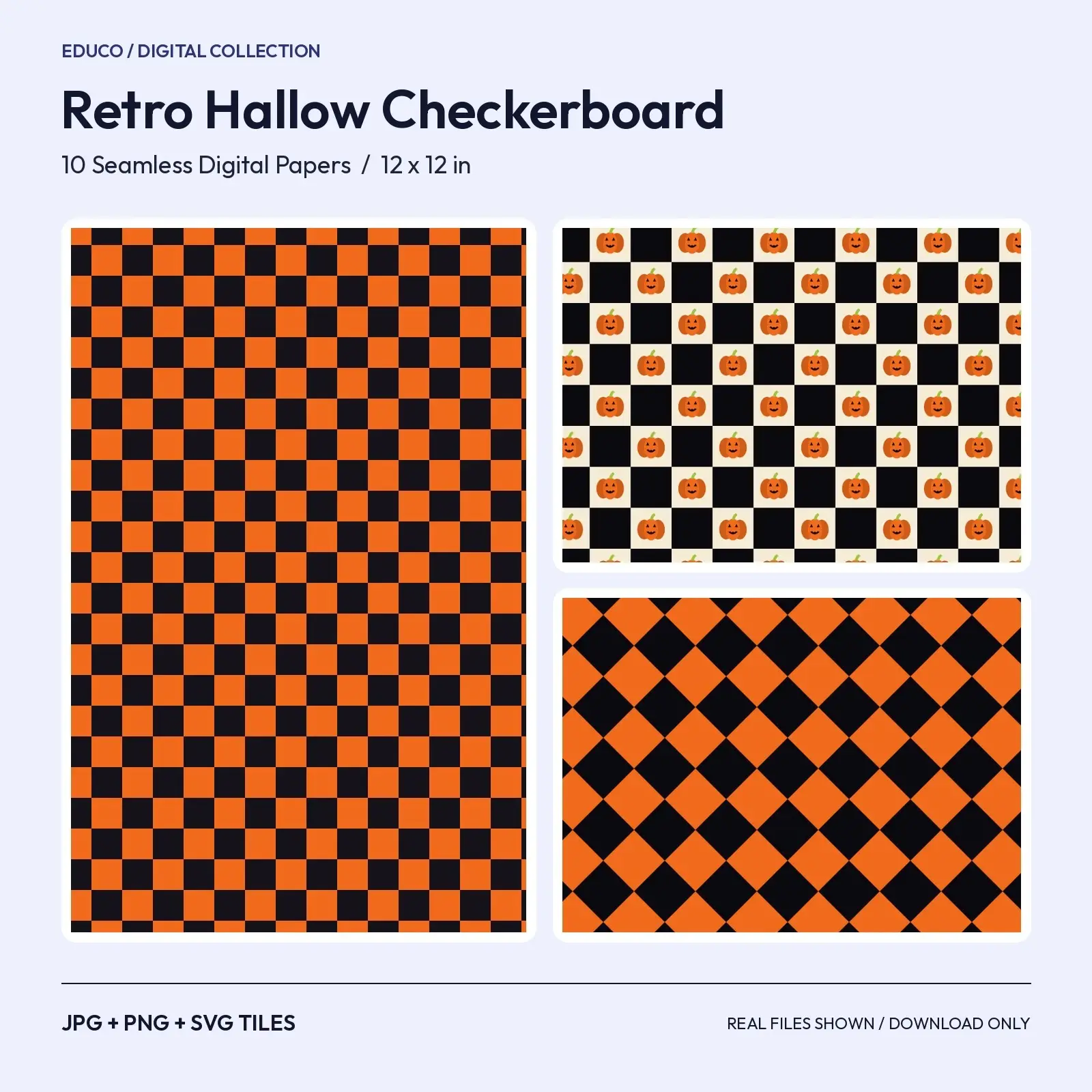 Retro Hallow Checkerboard Seamless Papers - 10 Halloween Checker Patterns preview