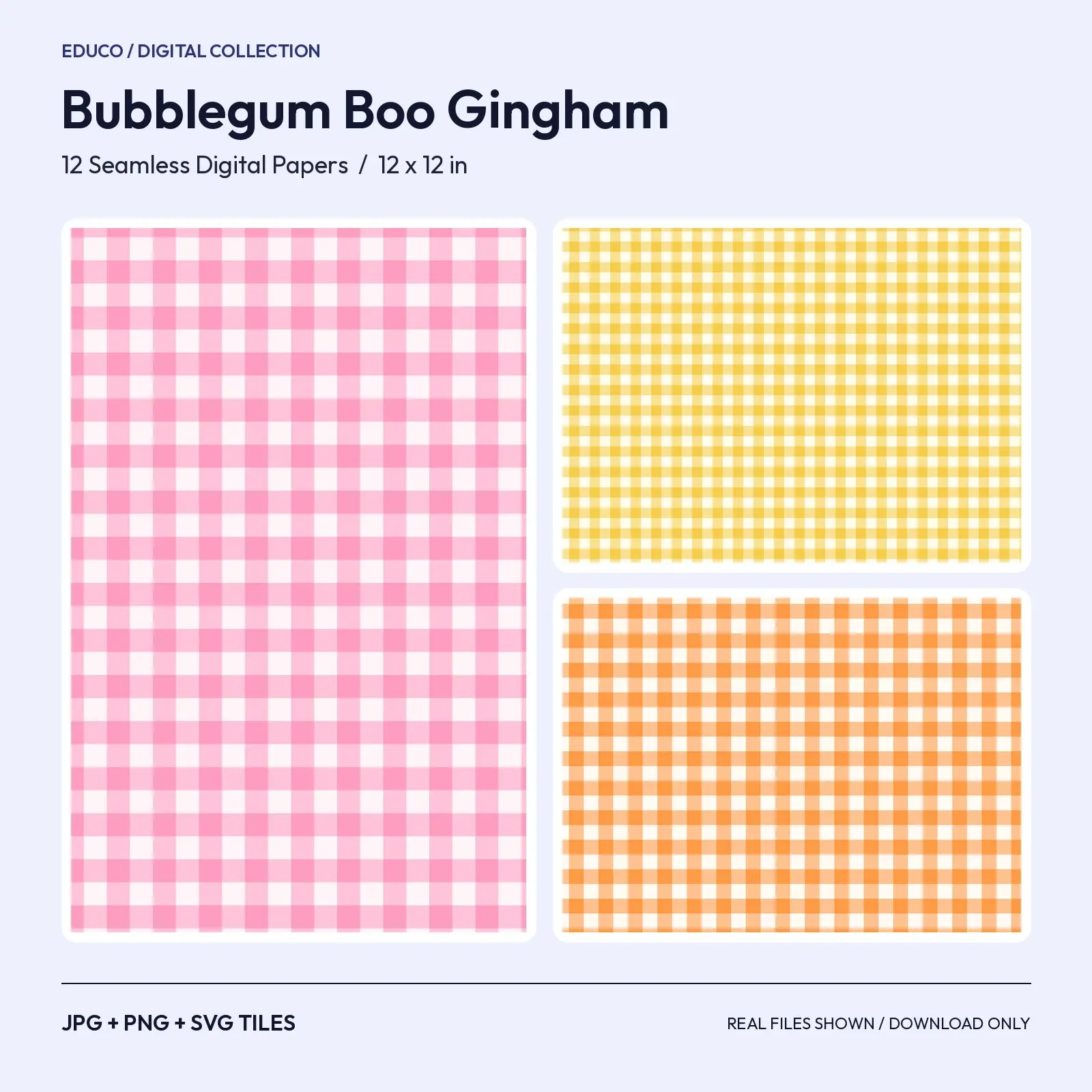 Bubblegum Boo Gingham Seamless Papers - 12 Pastel Gingham Check Patterns in 12 Colors preview
