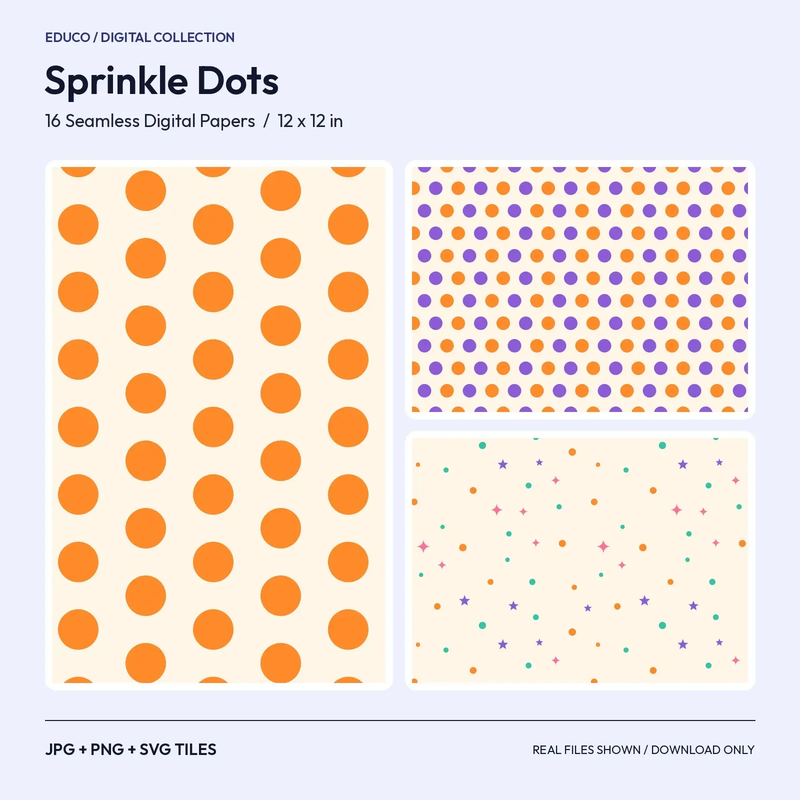 Trick-or-Treat Sprinkle Dots - 16 Seamless Polka Dot and Confetti Papers for Halloween preview