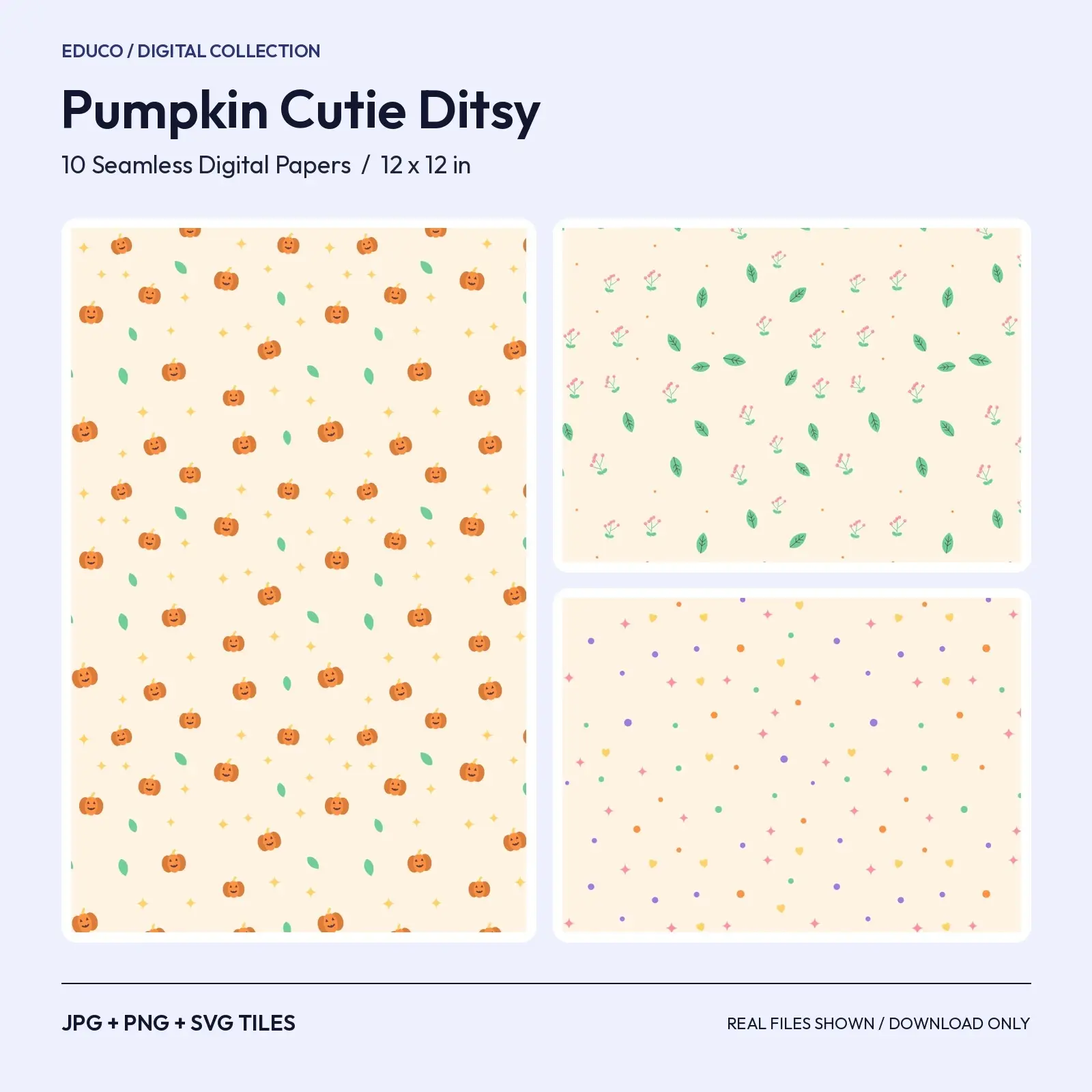 Pumpkin Cutie Ditsy Prints - 10 Tiny Seamless Halloween Patterns for Kids Crafts preview