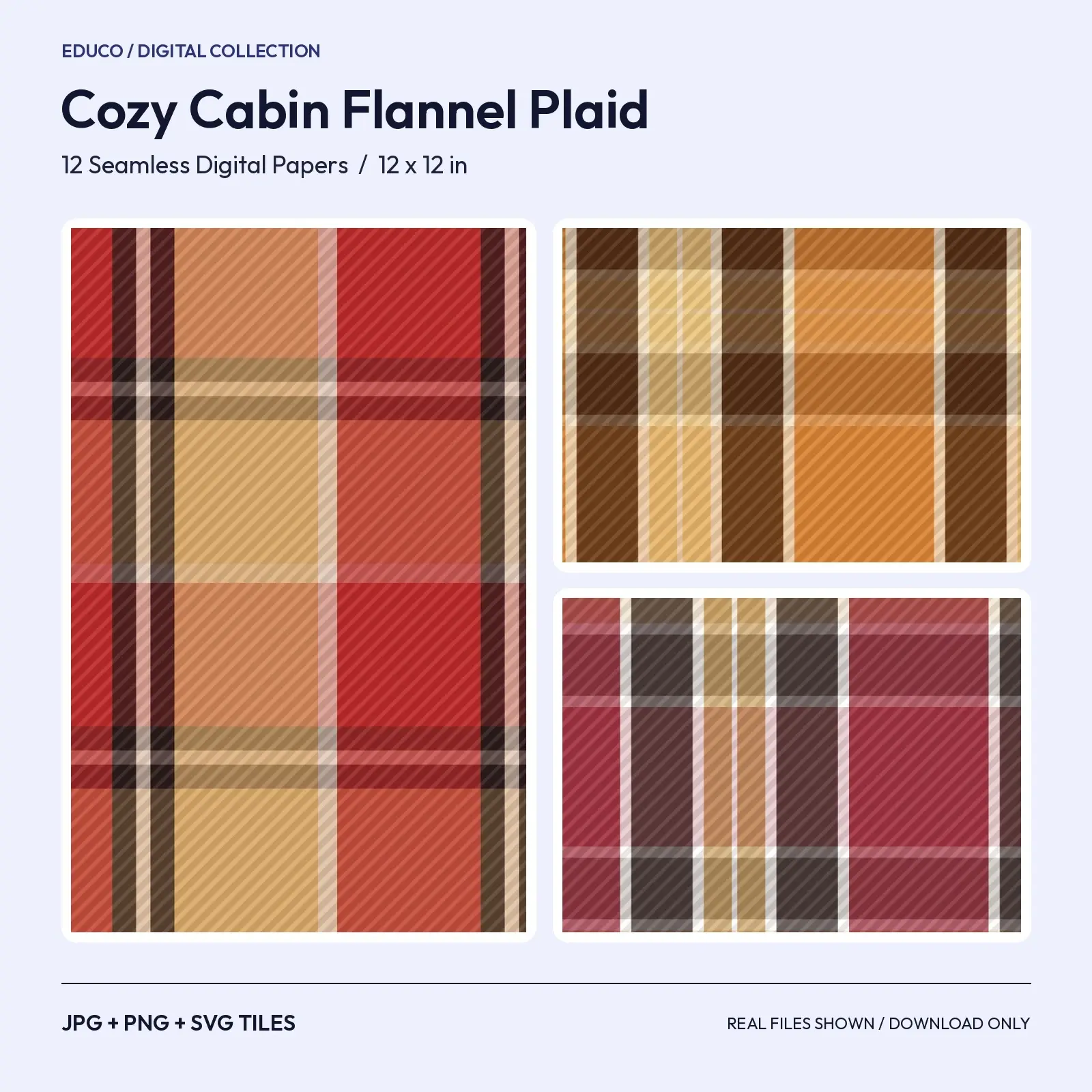 Cozy Cabin Flannel Plaid Seamless Papers - 12 Autumn Plaid Patterns in 12 Colorways preview