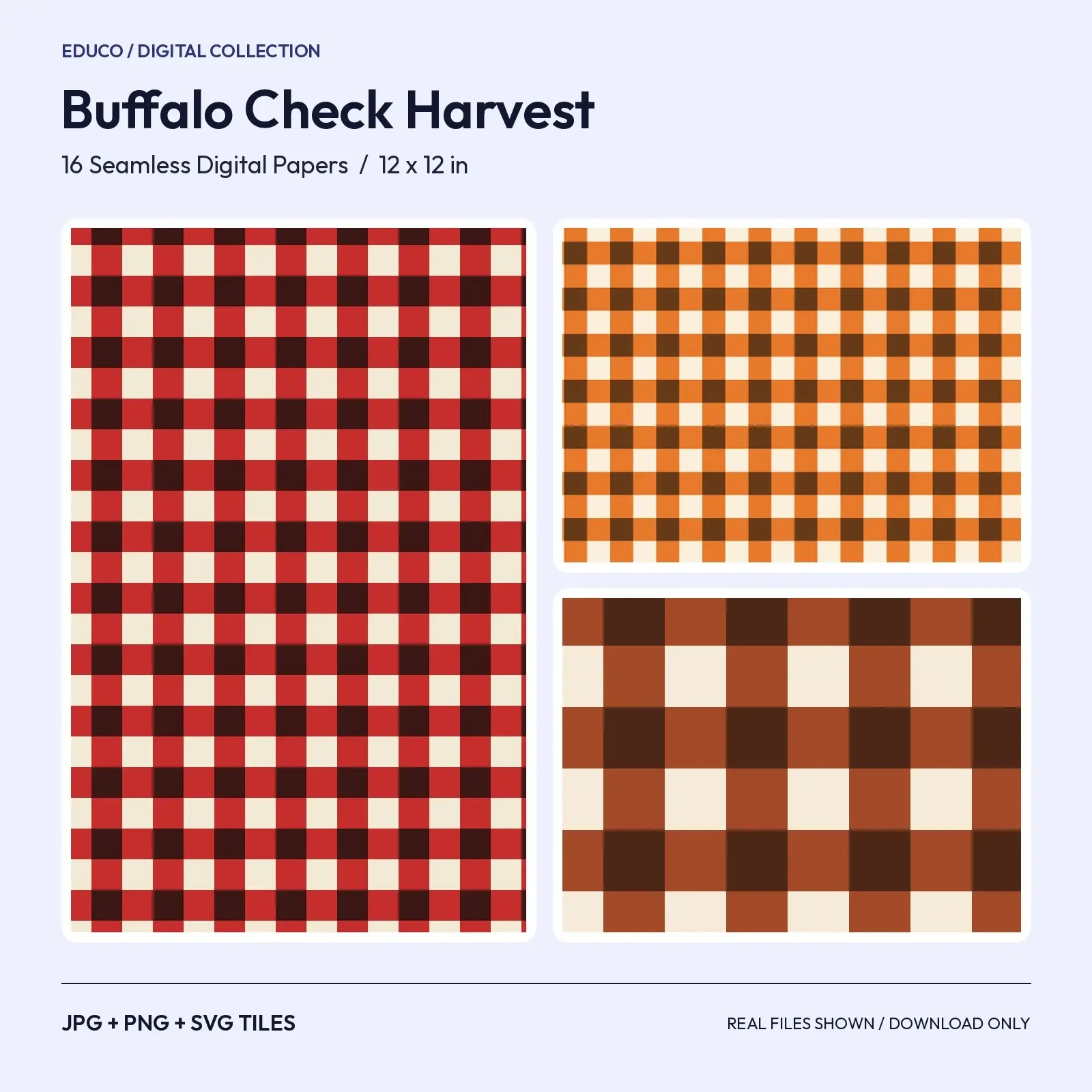 Buffalo Check Harvest Colorways - 16 Seamless Buffalo Plaid Patterns in Fall Colors preview