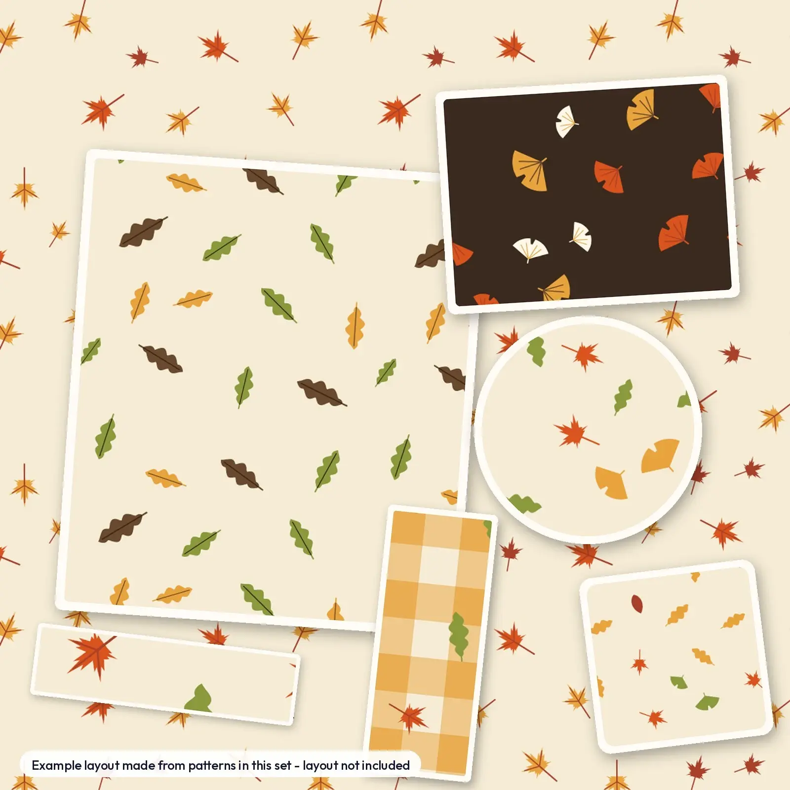 Autumn Leaf Toss Seamless Digital Paper - 12 Maple, Oak and Ginkgo Leaf Patterns, preview 4 of 4