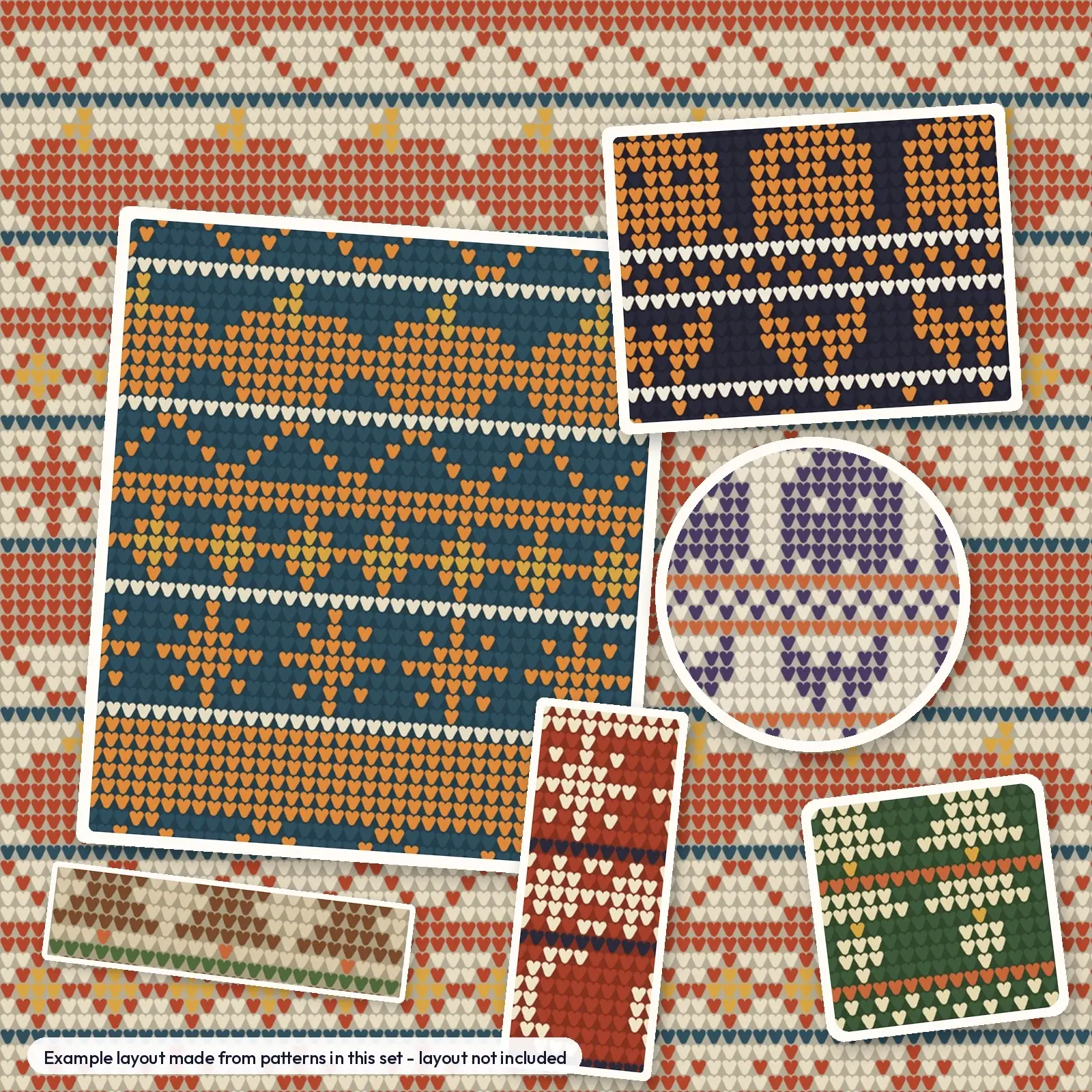 Fair Isle Sweater Weather Seamless Papers - 10 Knit Pattern Digital Papers for Fall, preview 4 of 4