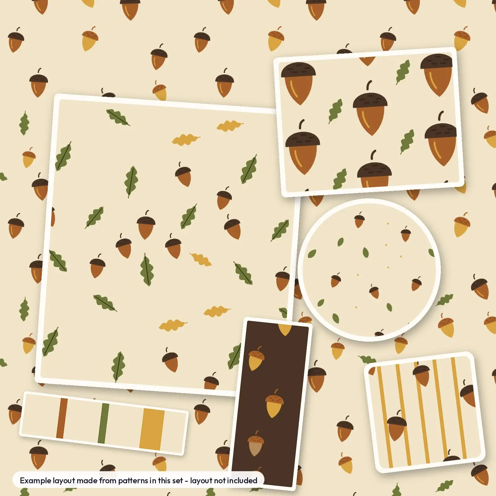 Acorn Toss and Woodland Stripe Digital Papers - 12 Seamless Squirrel-Pantry Patterns, preview 4 of 4