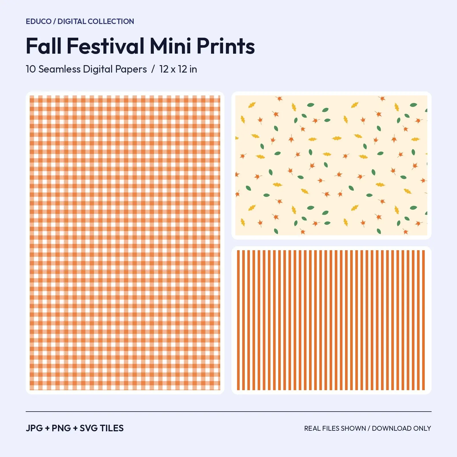 Fall Festival Mini Prints - 10 Small-Scale Seamless Papers for Classroom Borders and Crafts preview