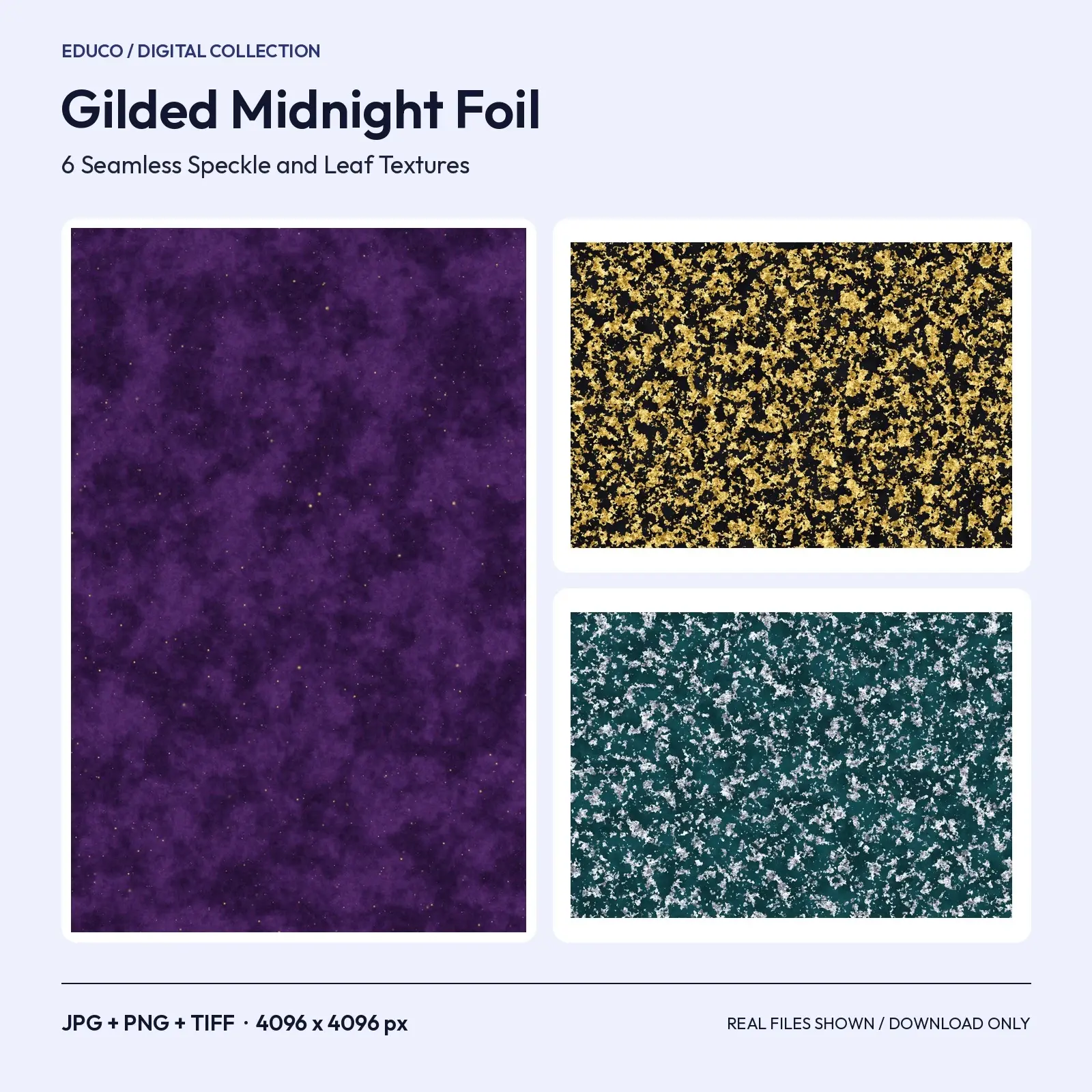 Gilded Midnight Foil Textures - 6 Seamless Gold, Silver and Copper Speckle Backgrounds preview