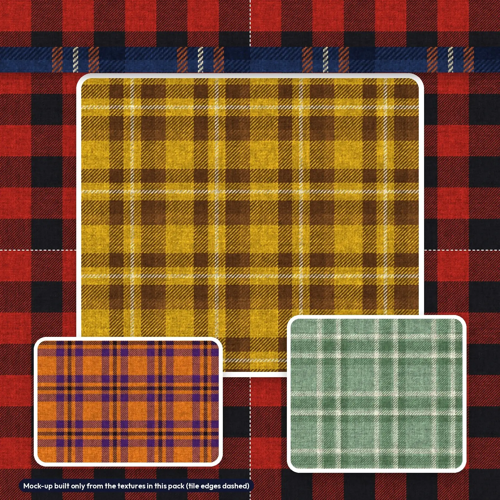 Autumn Flannel Plaid Textures - 8 Seamless Woven Fabric Backgrounds, 4096px, preview 4 of 4