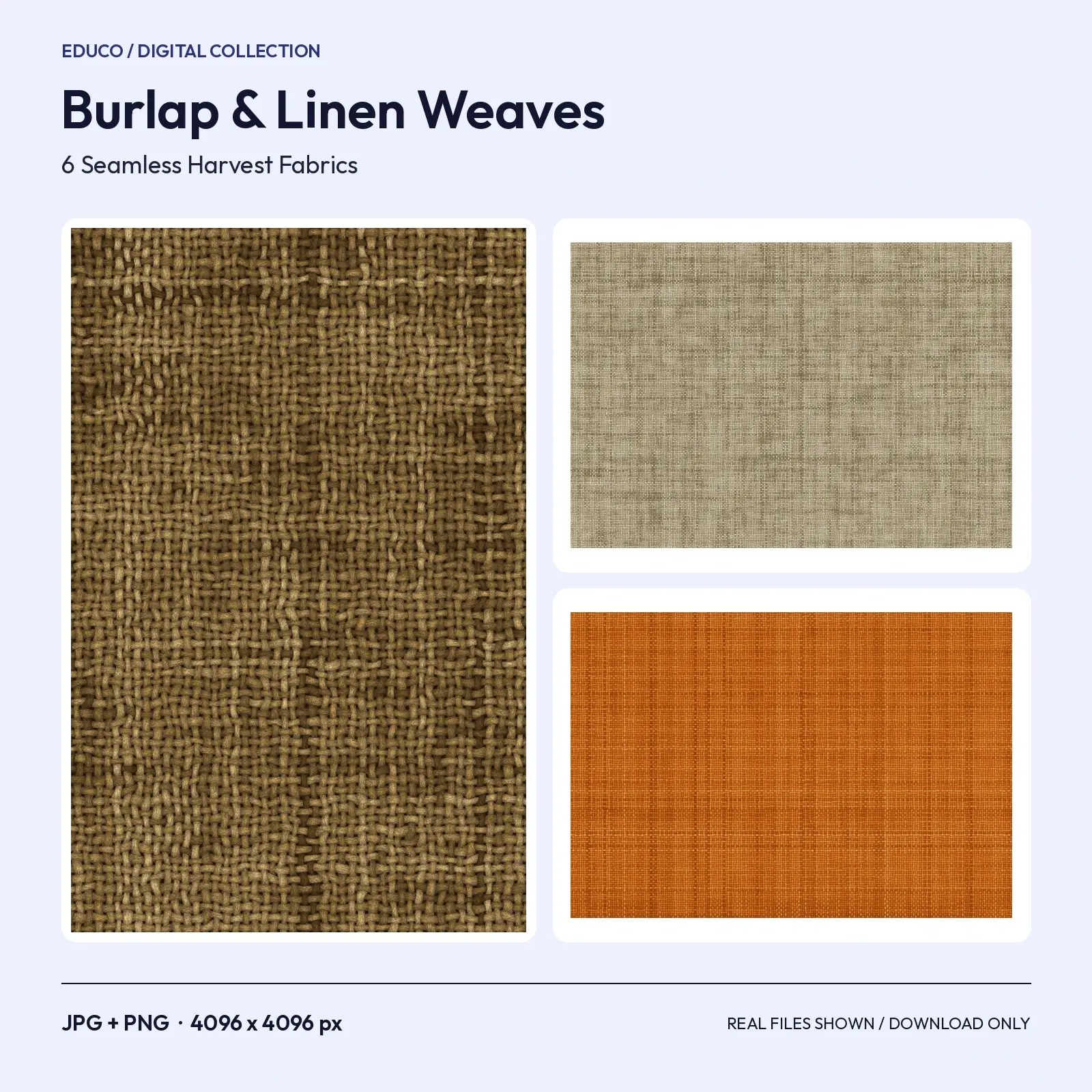 Burlap and Linen Harvest Weave Textures - 6 Seamless Canvas Backgrounds, 4096px preview