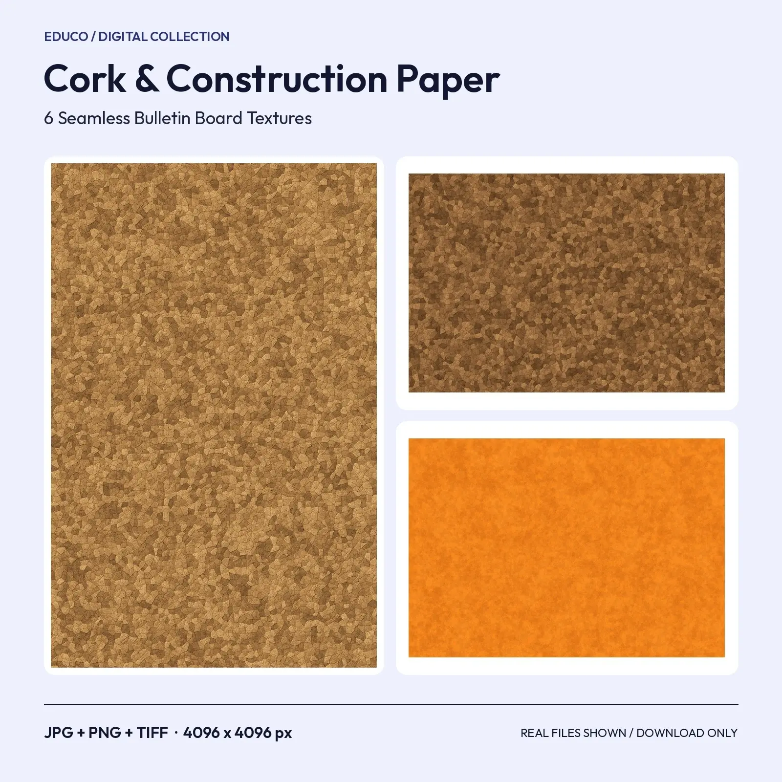 Cork Board and Construction Paper Textures - 6 Seamless Bulletin Board Backgrounds preview