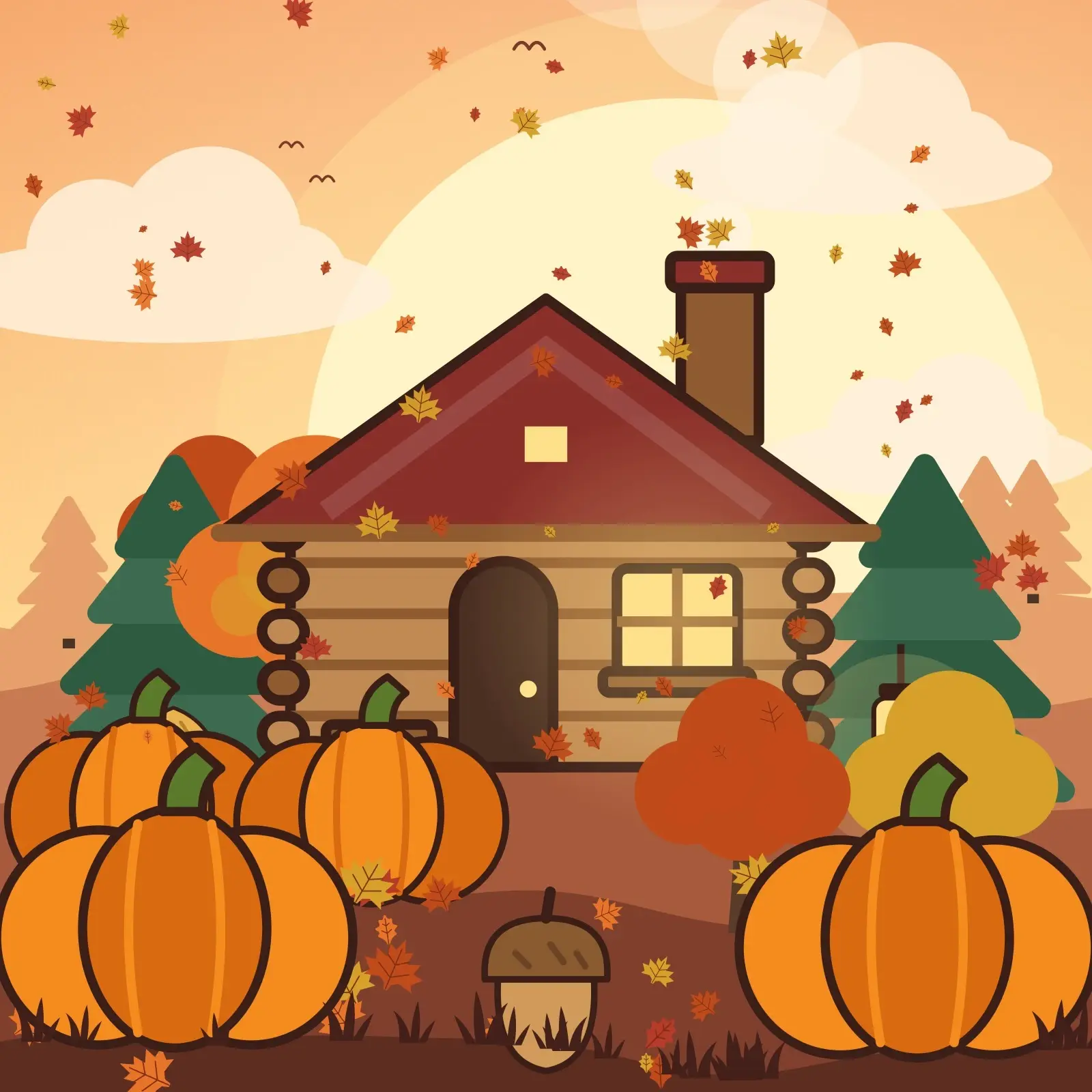 Cozy Log Cabin Autumn Sunset Wallpapers - 9 Phone, Tablet and Desktop Backgrounds preview