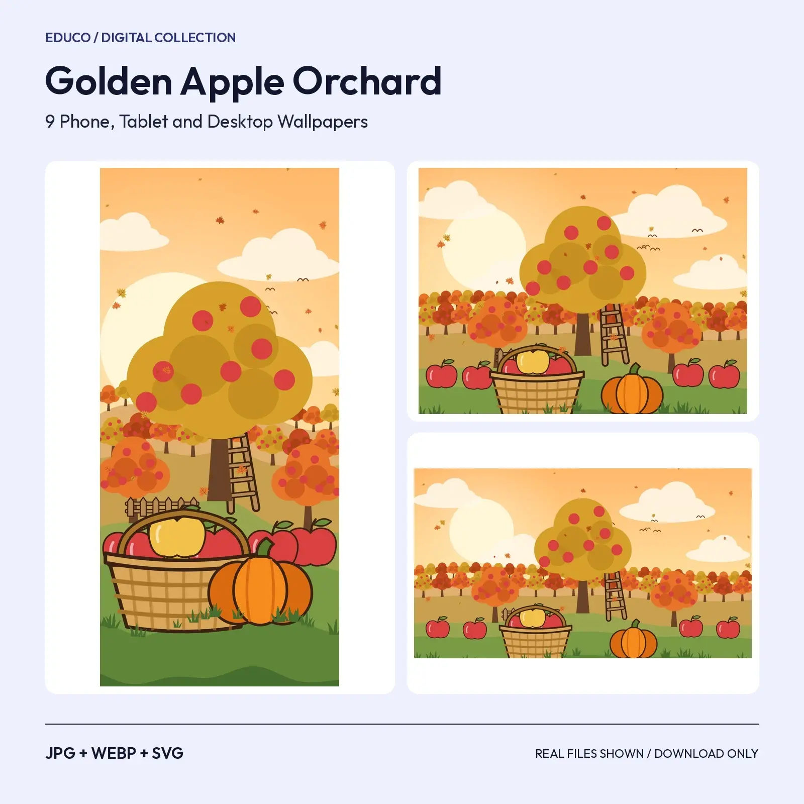 Golden Apple Orchard Wallpapers - Autumn Harvest Backgrounds for Phone, Tablet and Desktop preview