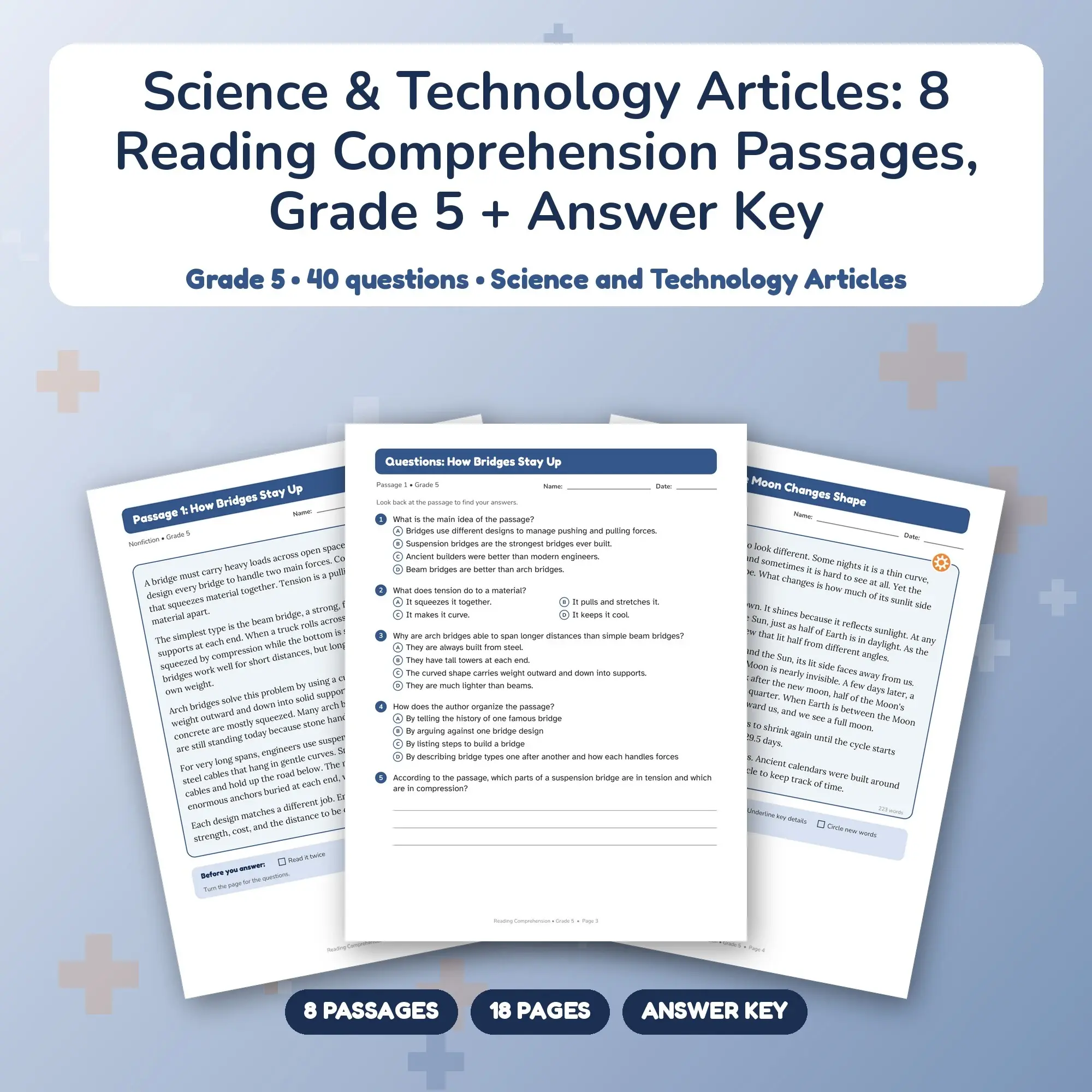 Science & Technology Articles: 8 Reading Comprehension Passages, Grade 5 + Answer Key preview