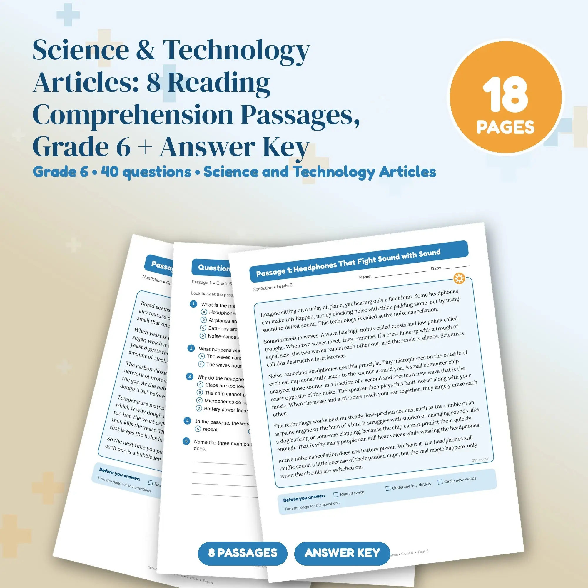 Science & Technology Articles: 8 Reading Comprehension Passages, Grade 6 + Answer Key preview