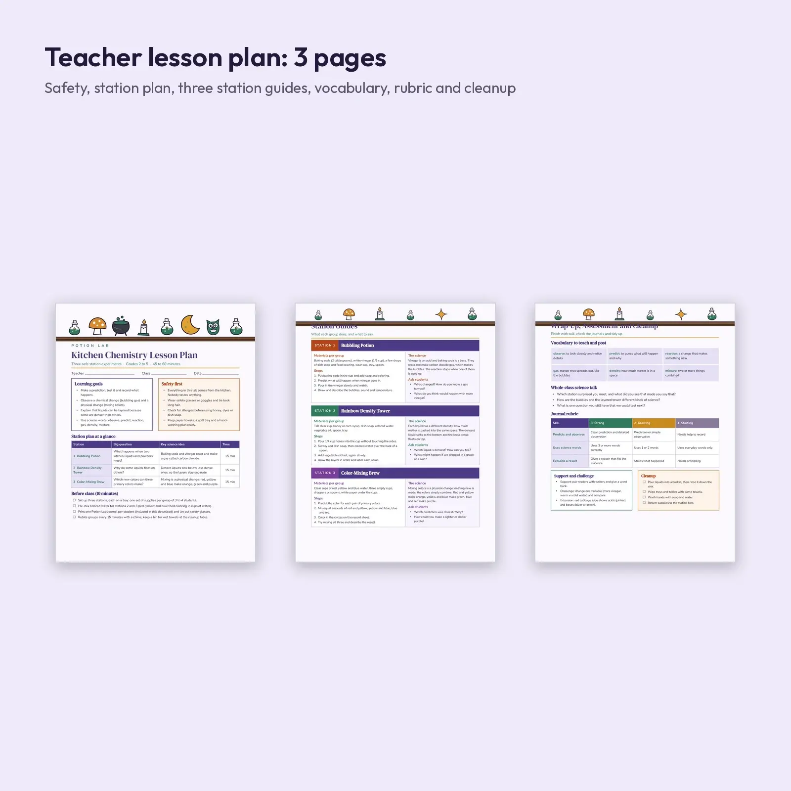 Potion Lab Kitchen Chemistry: STEM Lesson Plan and Student Lab Record Sheets for Grades 2-5 (DOCX, ODT, PDF), preview 2 of 4