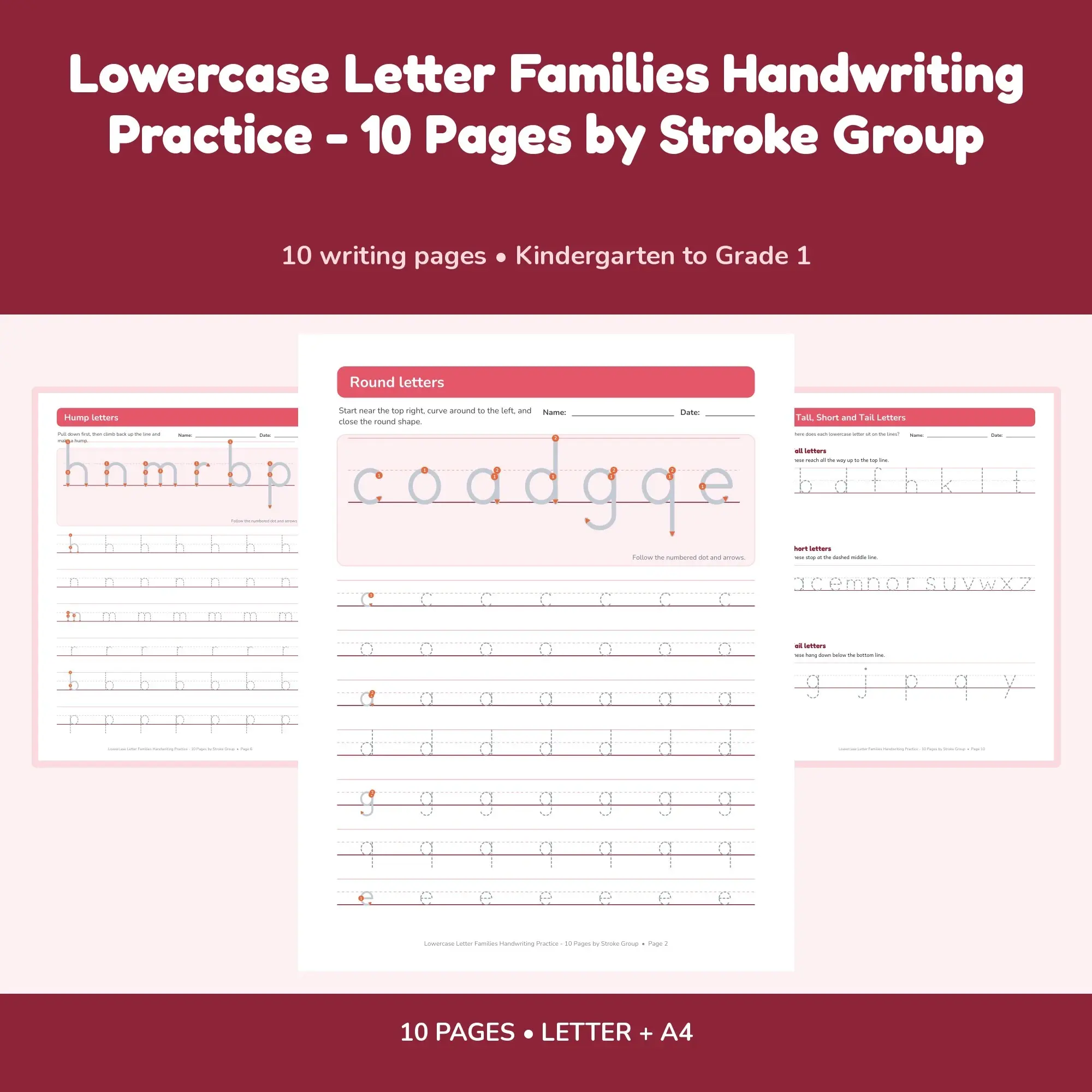 Lowercase Letter Families Handwriting Practice - 10 Pages by Stroke Group preview