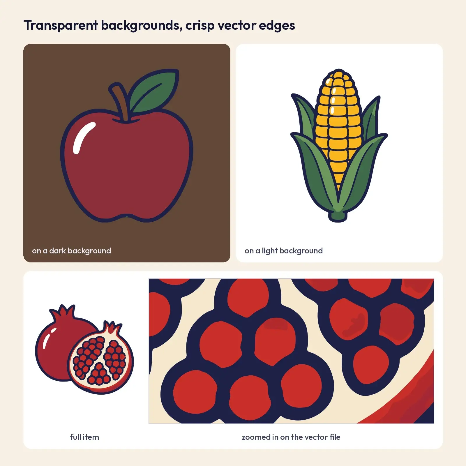 Harvest Produce Clip Art – 16 Flat Vector Fall Fruits and Vegetables, preview 3 of 4
