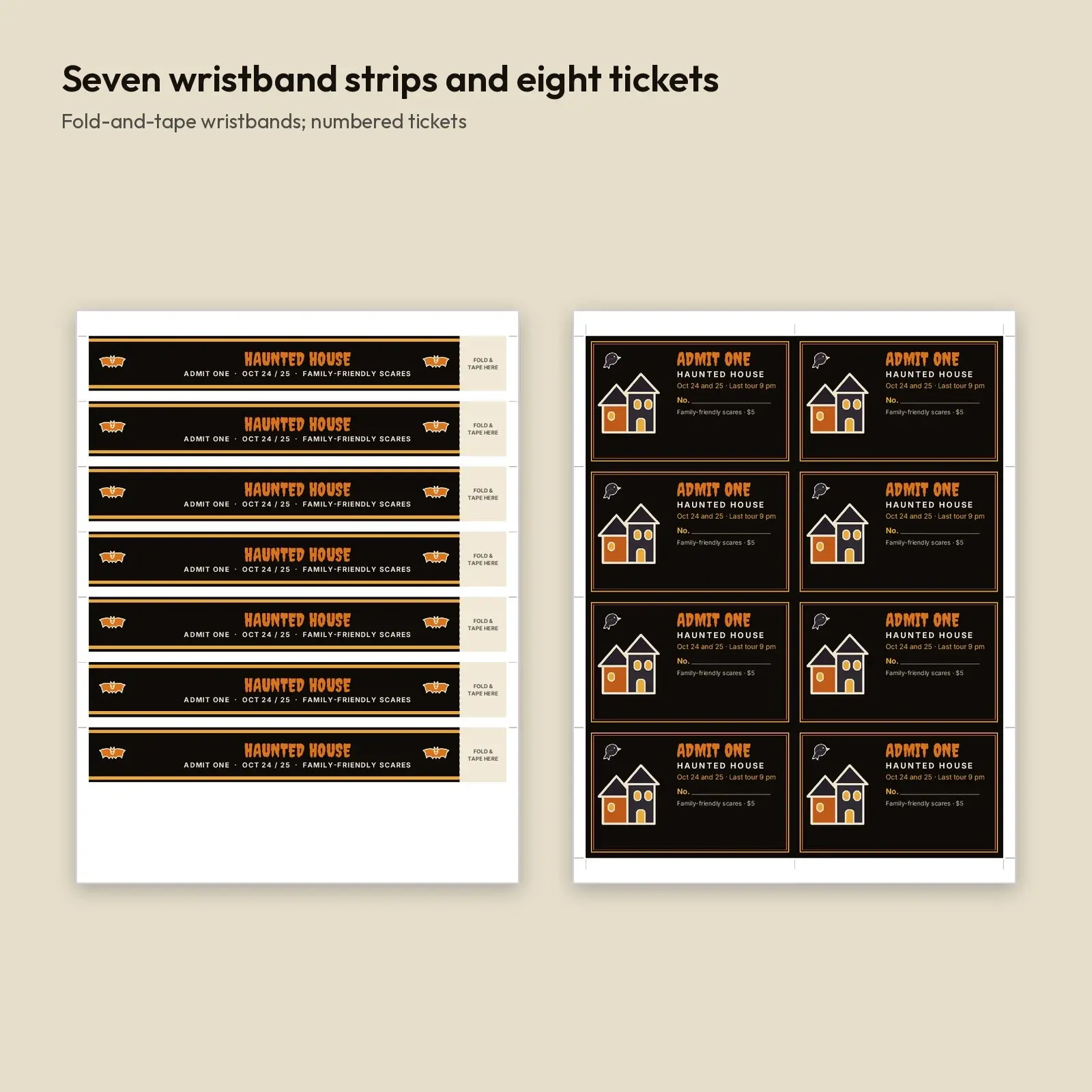 Haunted House Fundraiser Flyer, Wristband and Ticket Sheet – Family-Friendly Scares, Editable DOCX, ODT and PDF, preview 3 of 4
