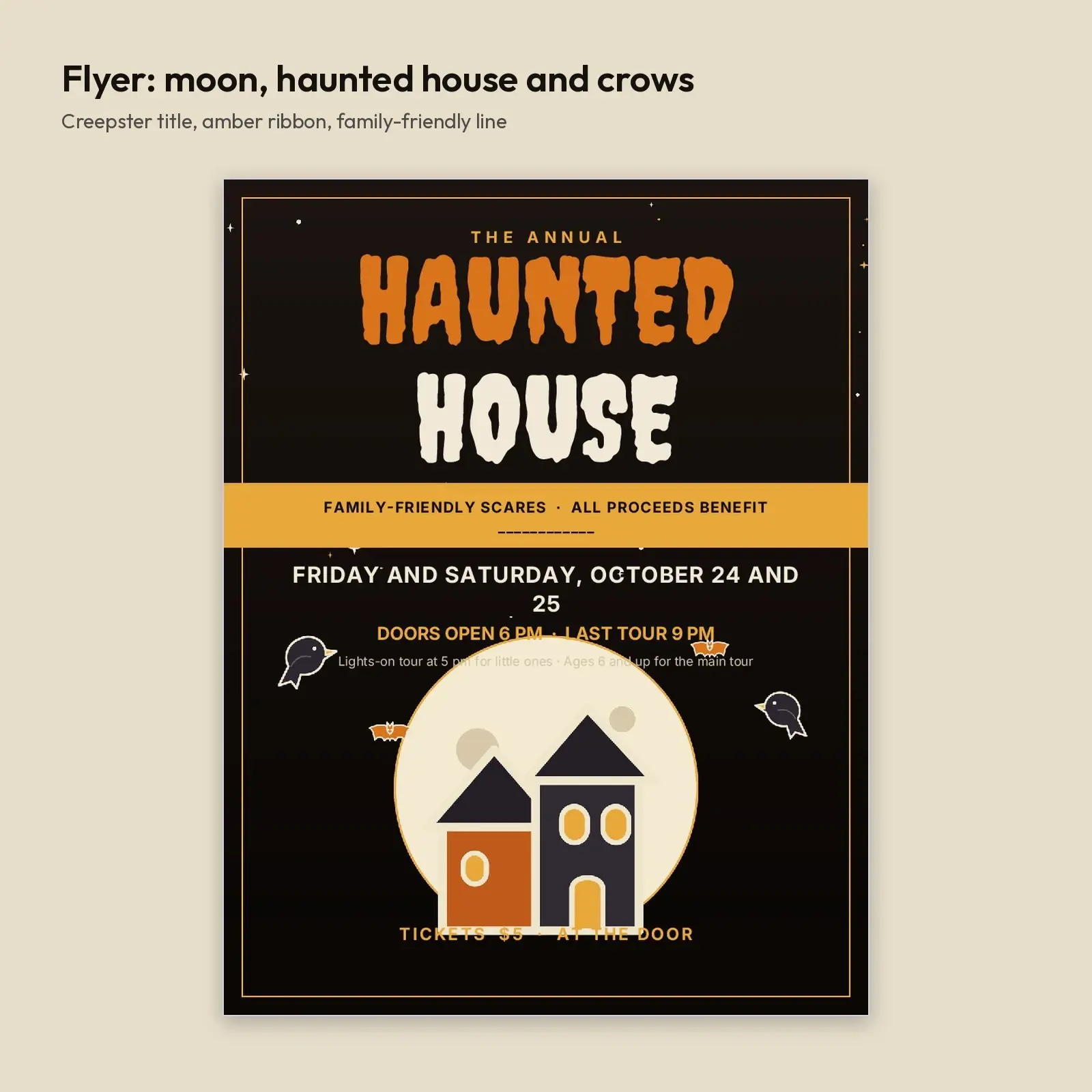 Haunted House Fundraiser Flyer, Wristband and Ticket Sheet – Family-Friendly Scares, Editable DOCX, ODT and PDF, preview 2 of 4