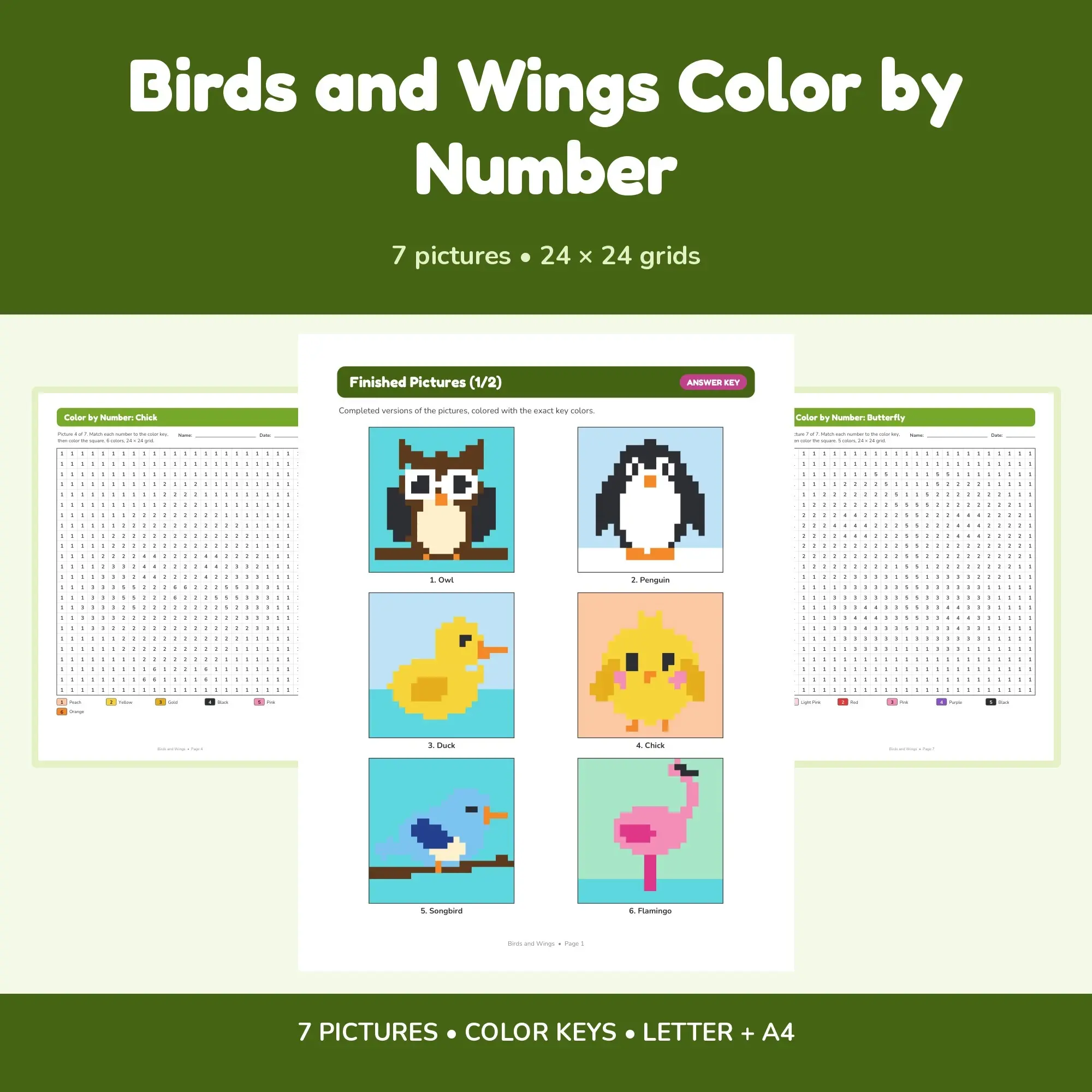 Birds and Wings Color by Number - 7 Pixel Pictures preview