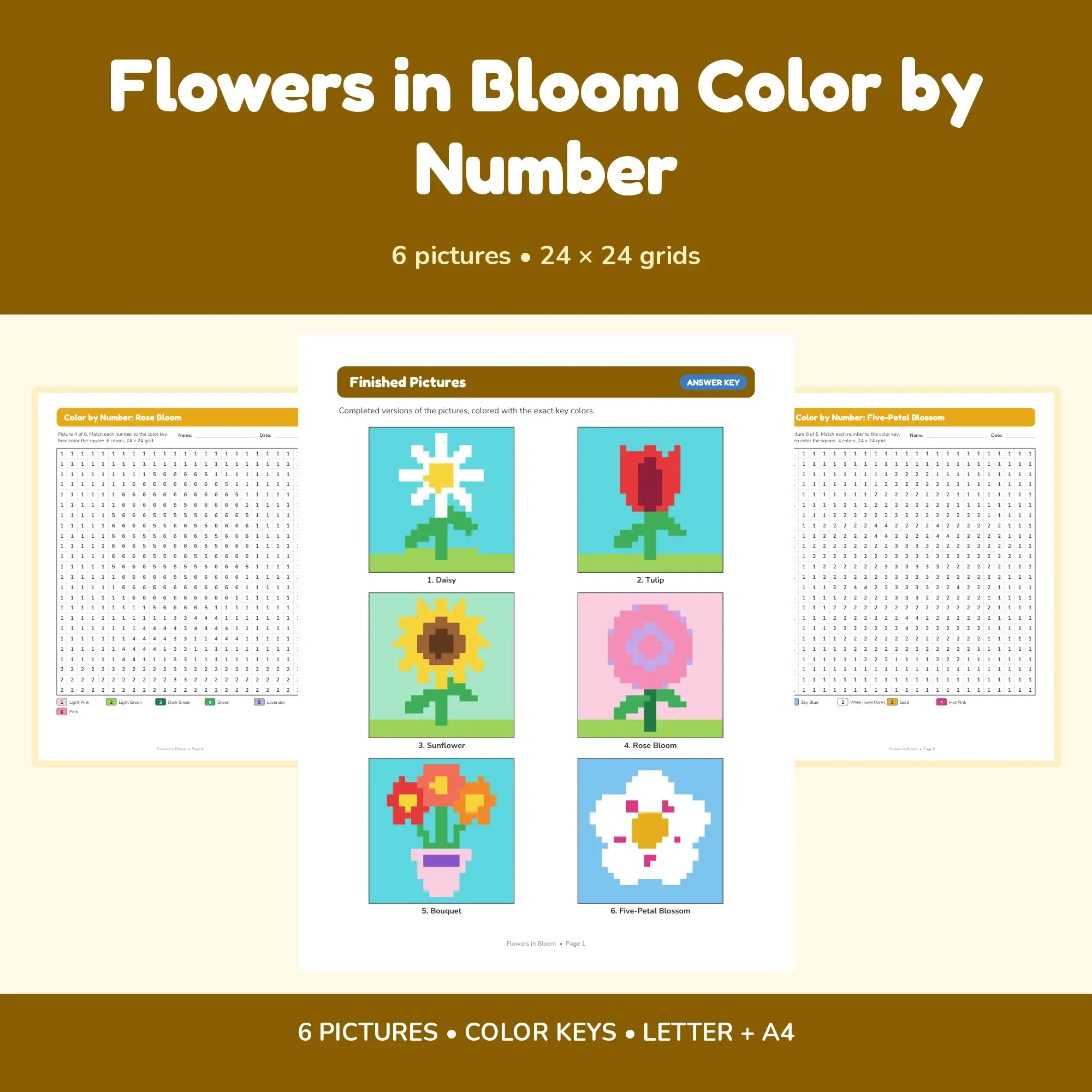 Flowers in Bloom Color by Number - 6 Pixel Pictures preview