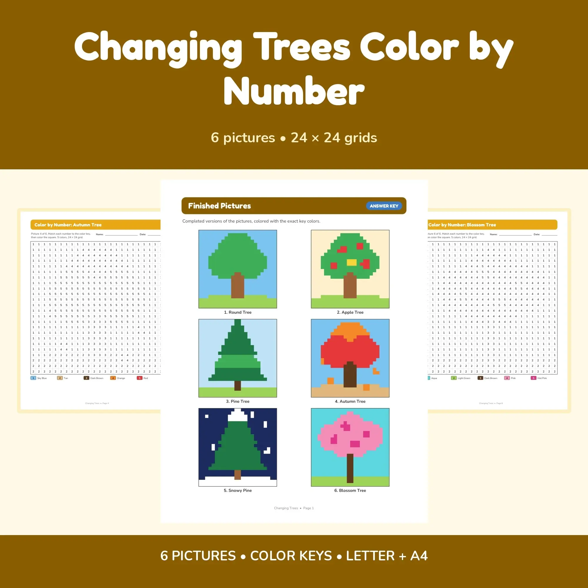 Changing Trees Color by Number - 6 Pixel Pictures preview