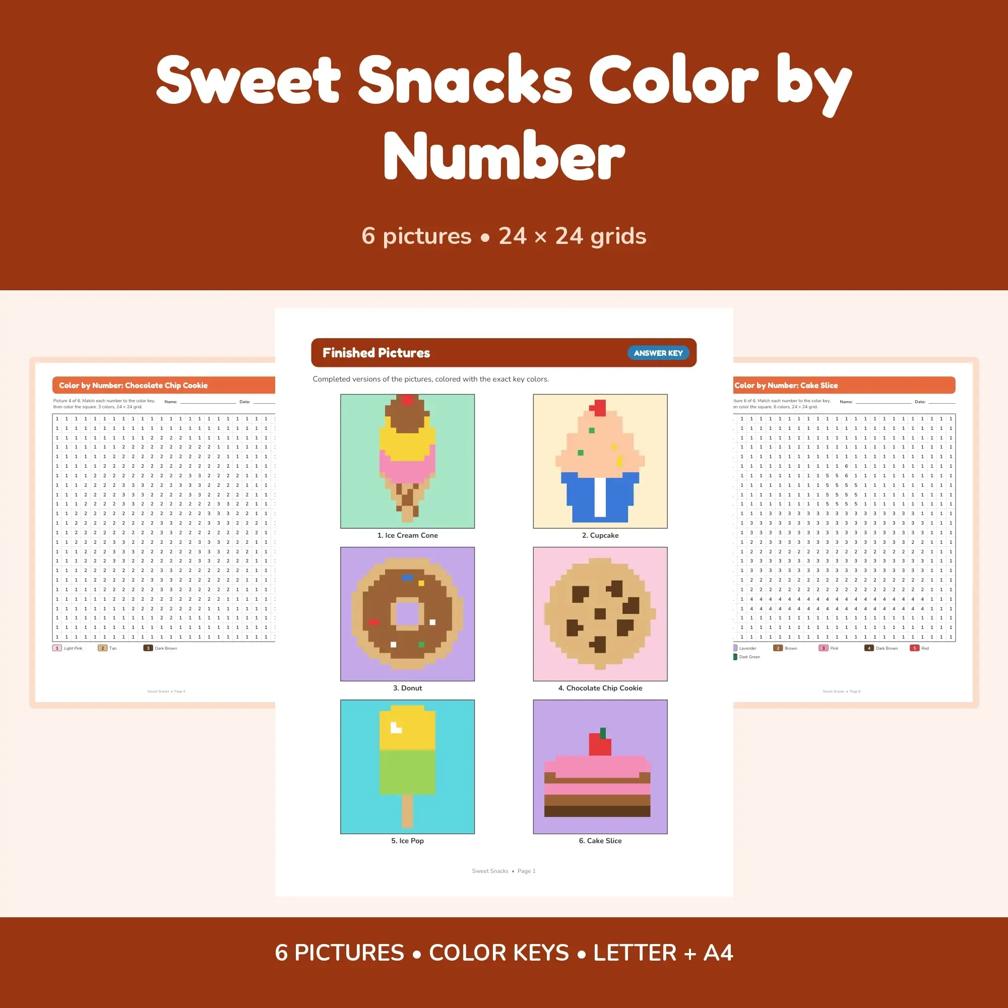 Sweet Snacks Color by Number - 6 Pixel Pictures preview