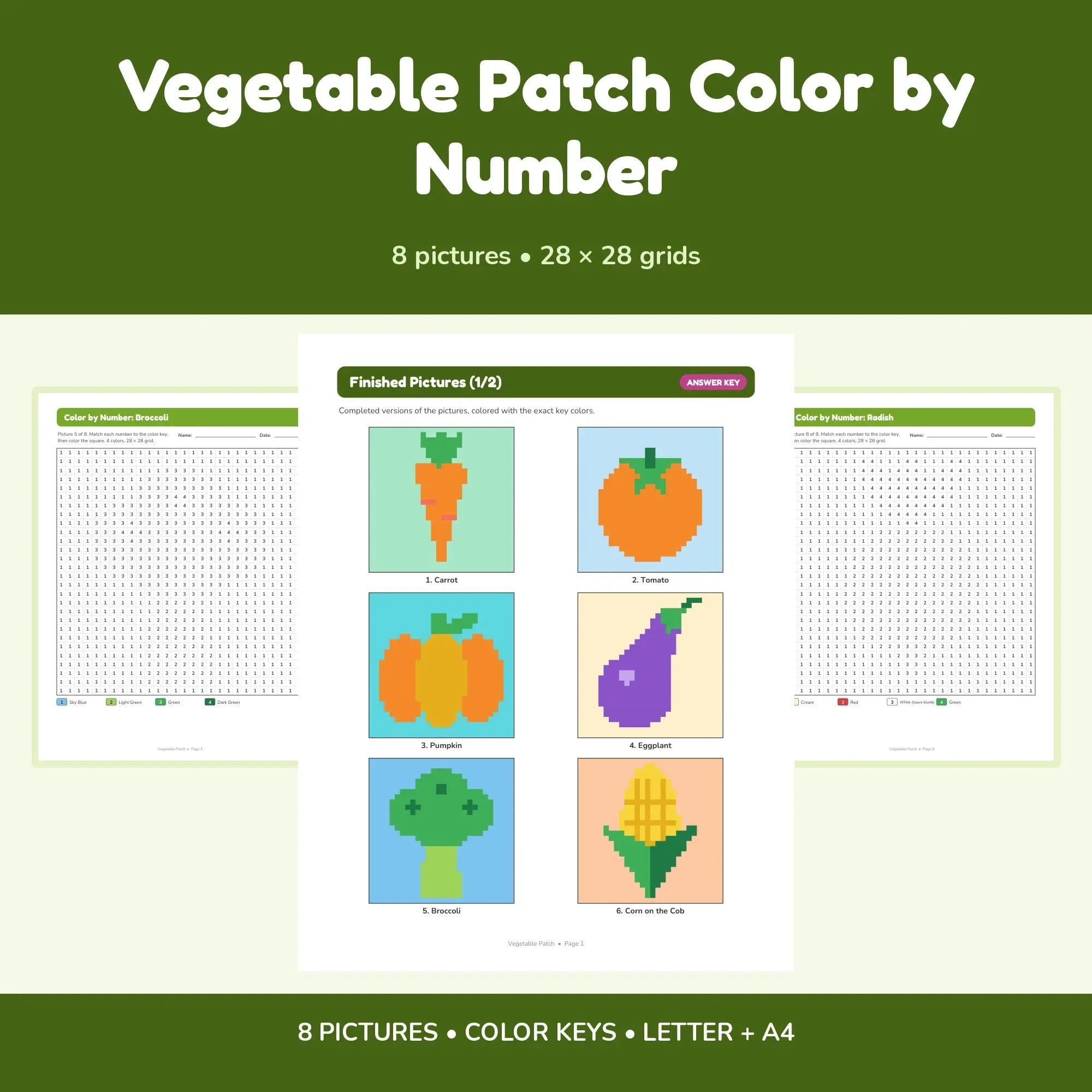 Vegetable Patch Color by Number - 8 Pixel Pictures preview