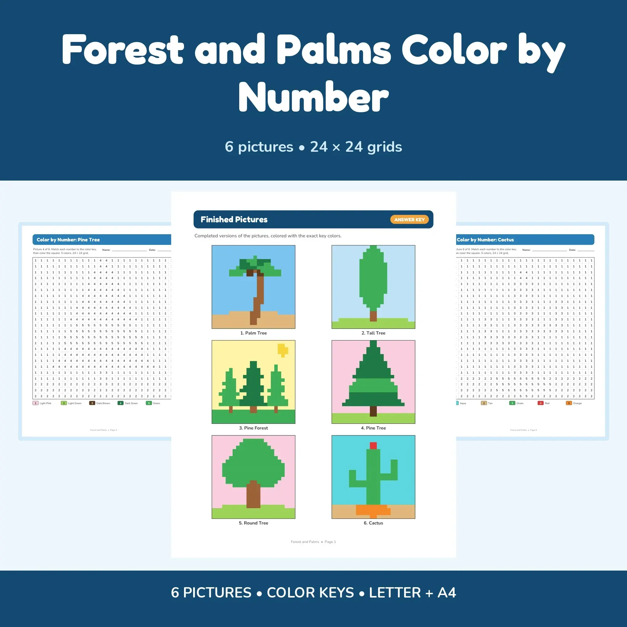 Forest and Palms Color by Number - 6 Pixel Pictures preview