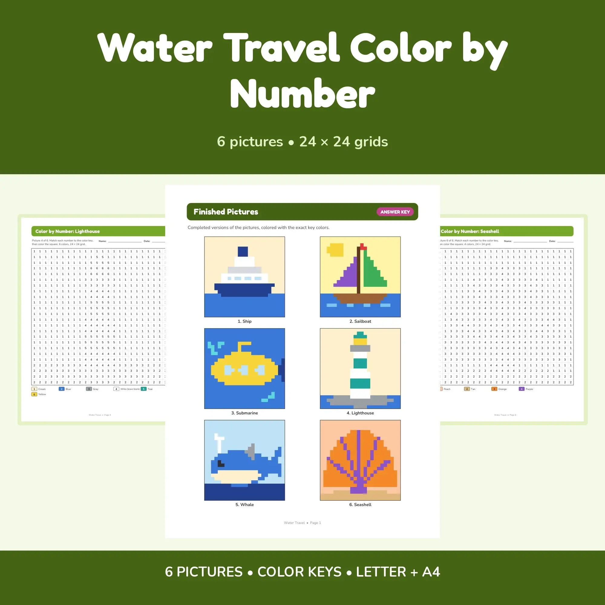 Water Travel Color by Number - 6 Pixel Pictures preview