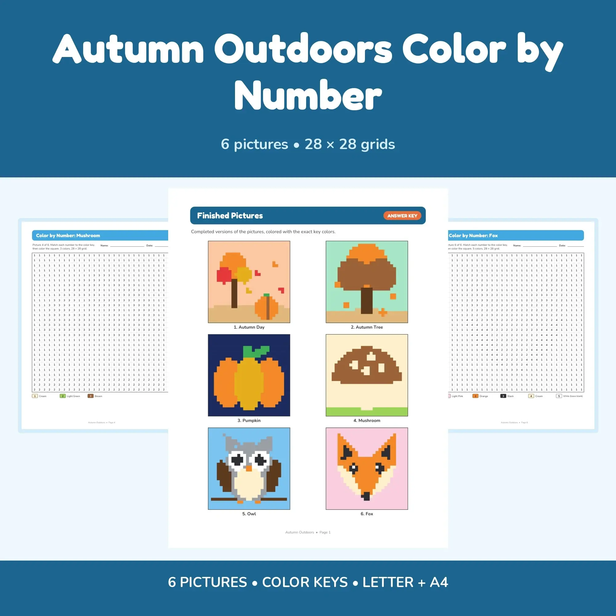 Autumn Outdoors Color by Number - 6 Pixel Pictures preview