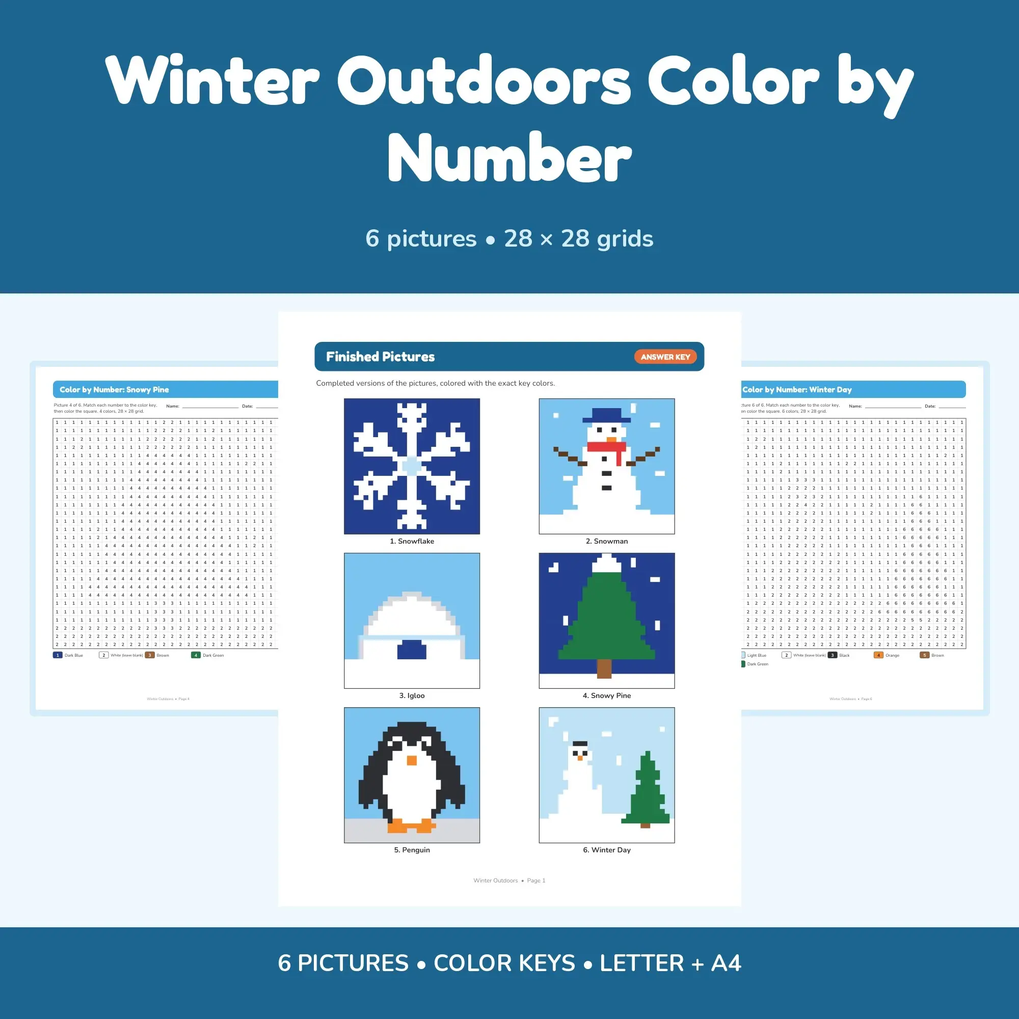 Winter Outdoors Color by Number - 6 Pixel Pictures preview