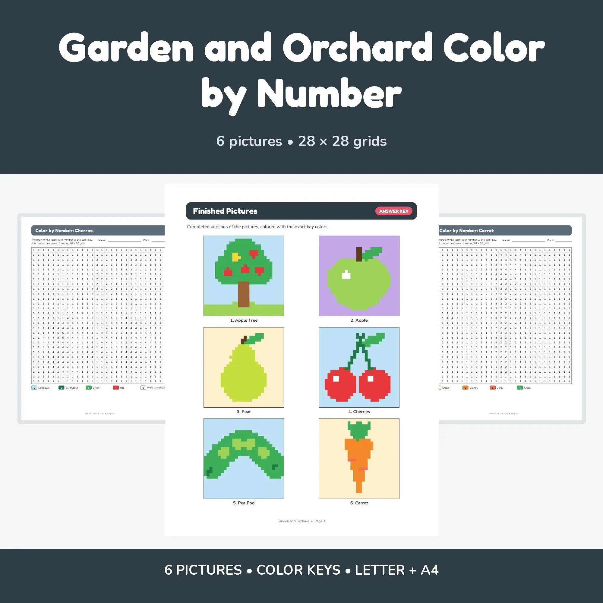 Garden and Orchard Color by Number - 6 Pixel Pictures preview