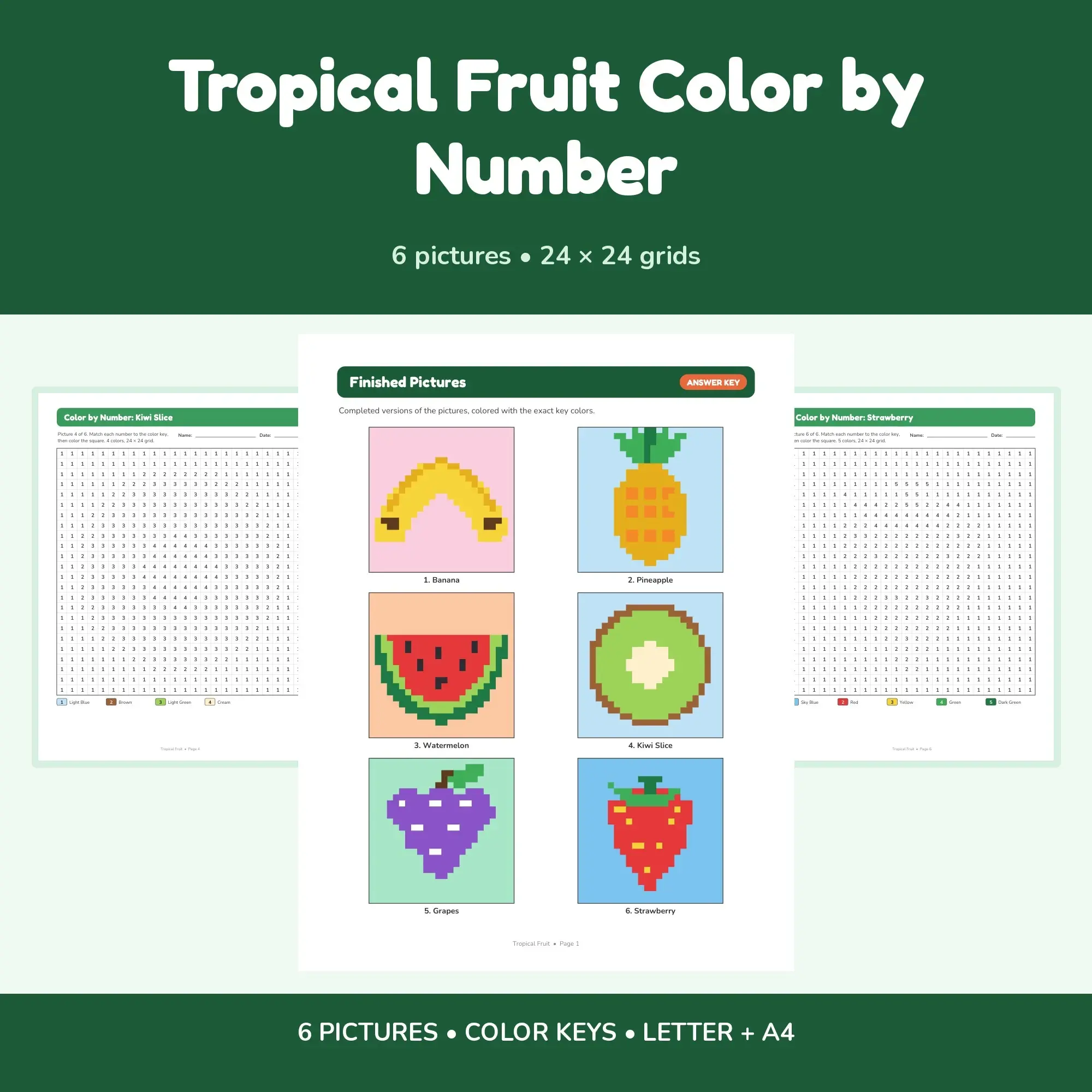 Tropical Fruit Color by Number - 6 Pixel Pictures preview