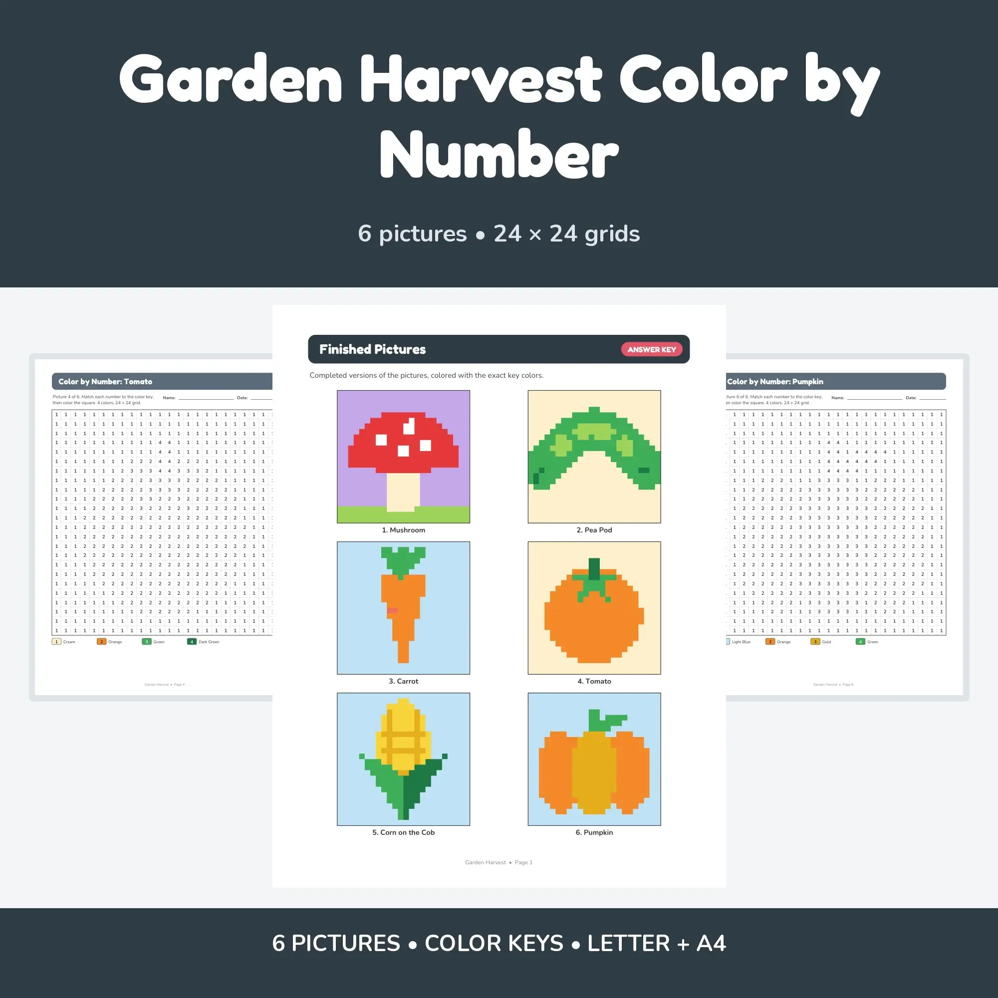 Garden Harvest Color by Number - 6 Pixel Pictures preview