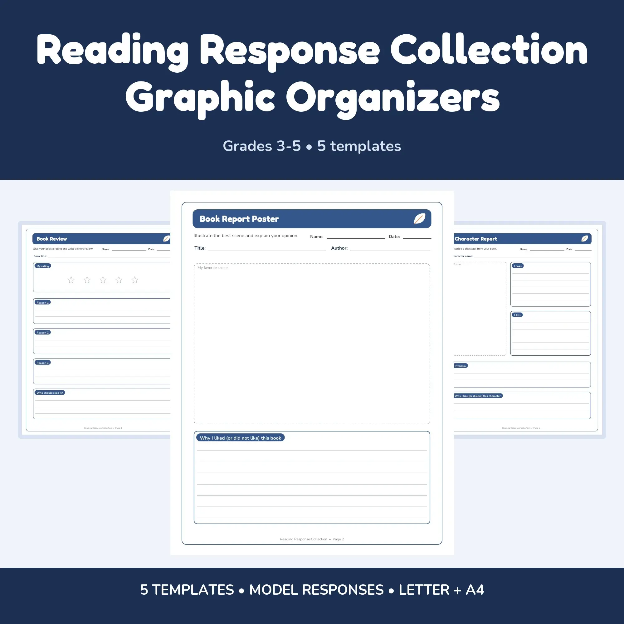 Reading Response Collection Graphic Organizers - 5 Templates + Models preview