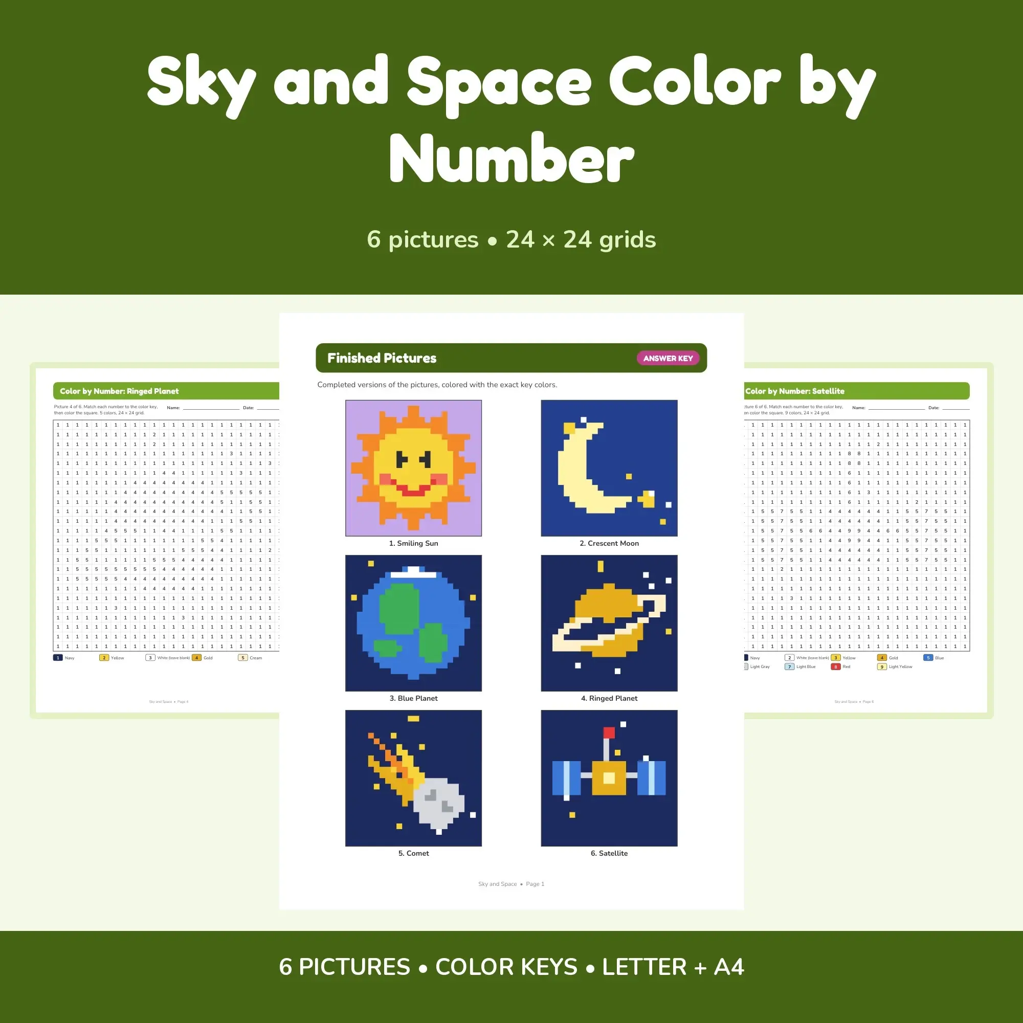 Sky and Space Color by Number - 6 Pixel Pictures preview