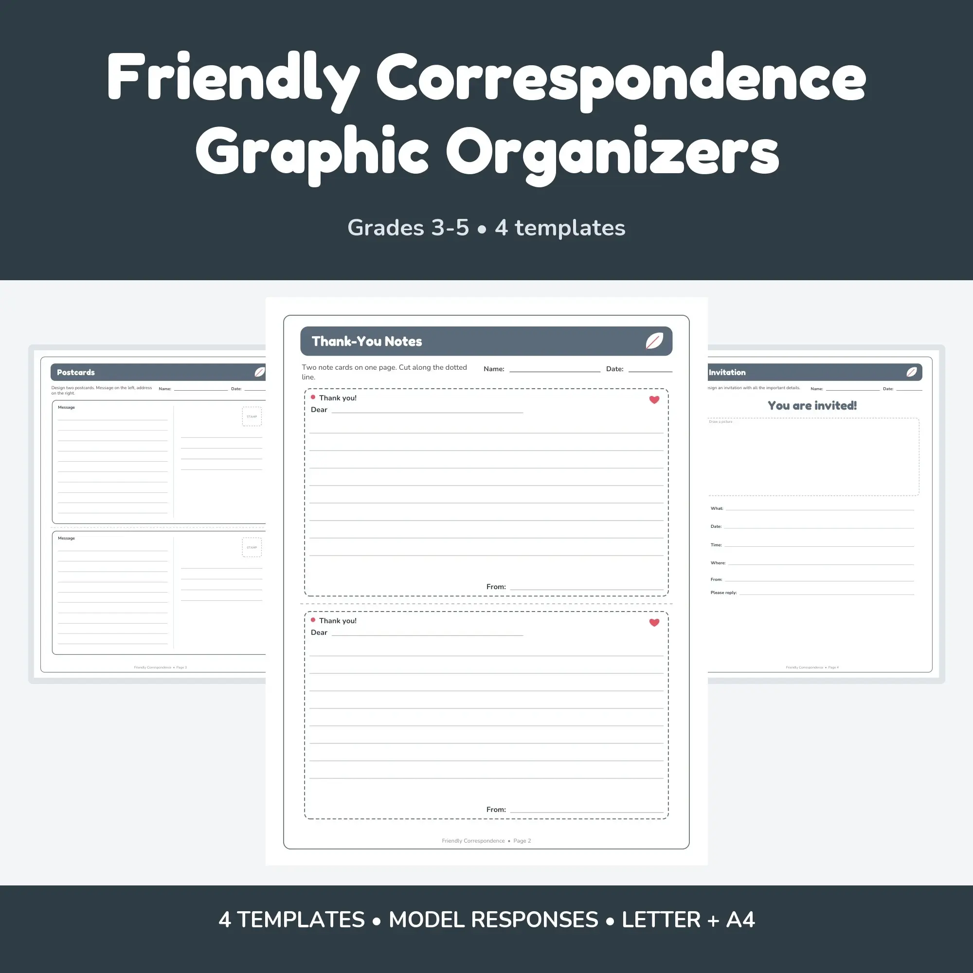 Friendly Correspondence Graphic Organizers - 4 Templates + Models preview