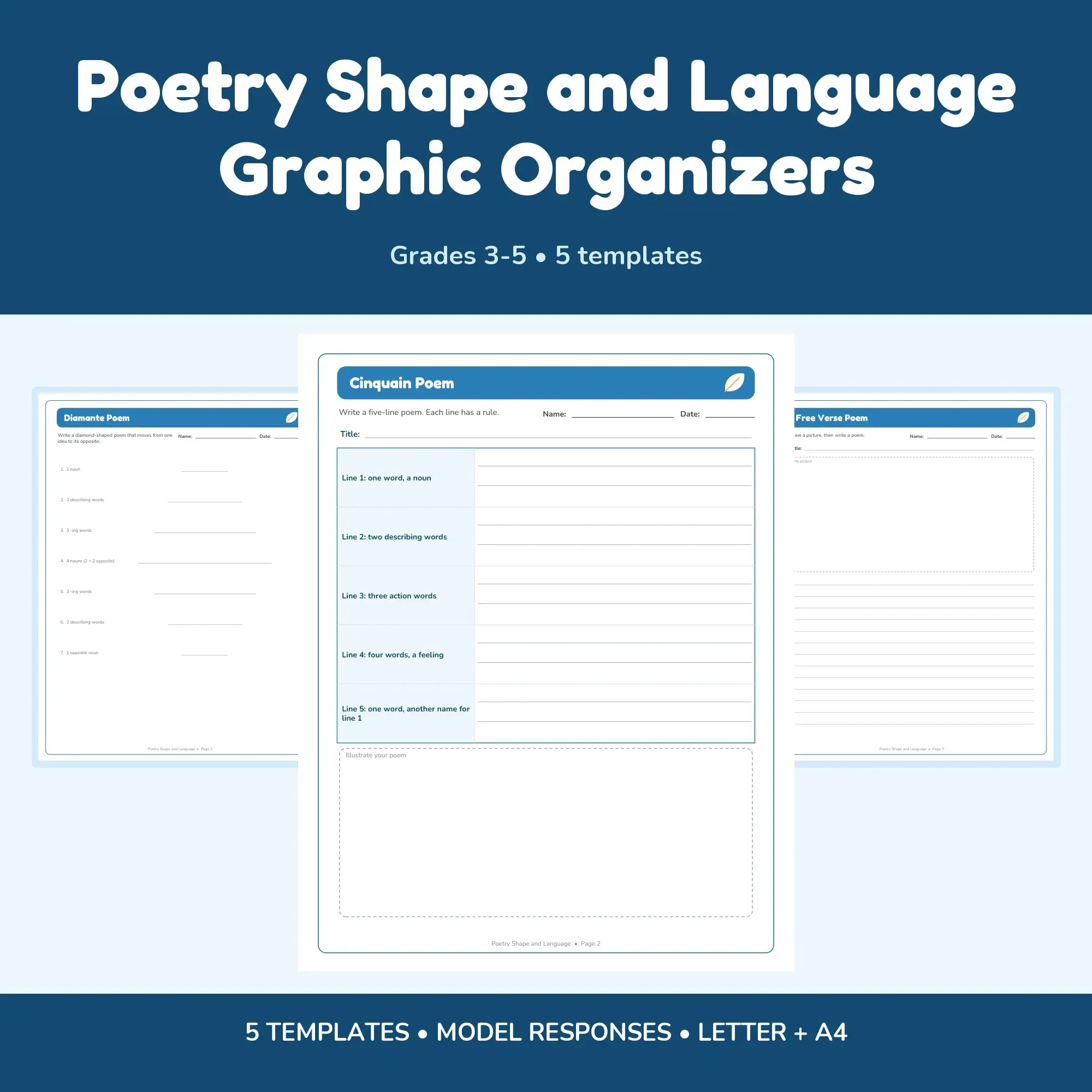 Poetry Shape and Language Graphic Organizers - 5 Templates + Models, preview 1 of 2