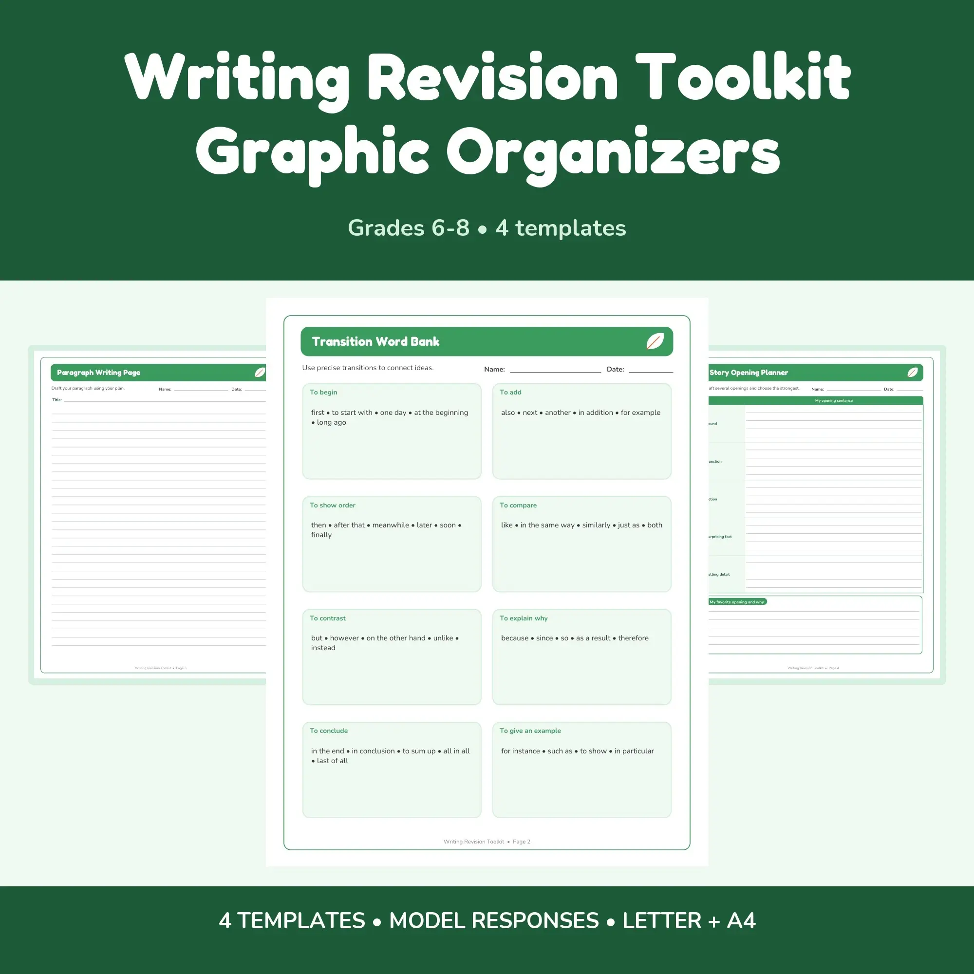 Writing Revision Toolkit Graphic Organizers - 4 Templates + Models, preview 1 of 2