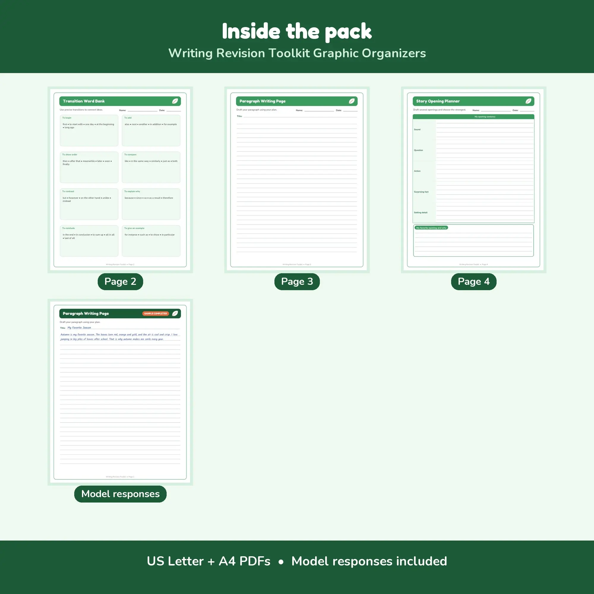 Writing Revision Toolkit Graphic Organizers - 4 Templates + Models, preview 2 of 2