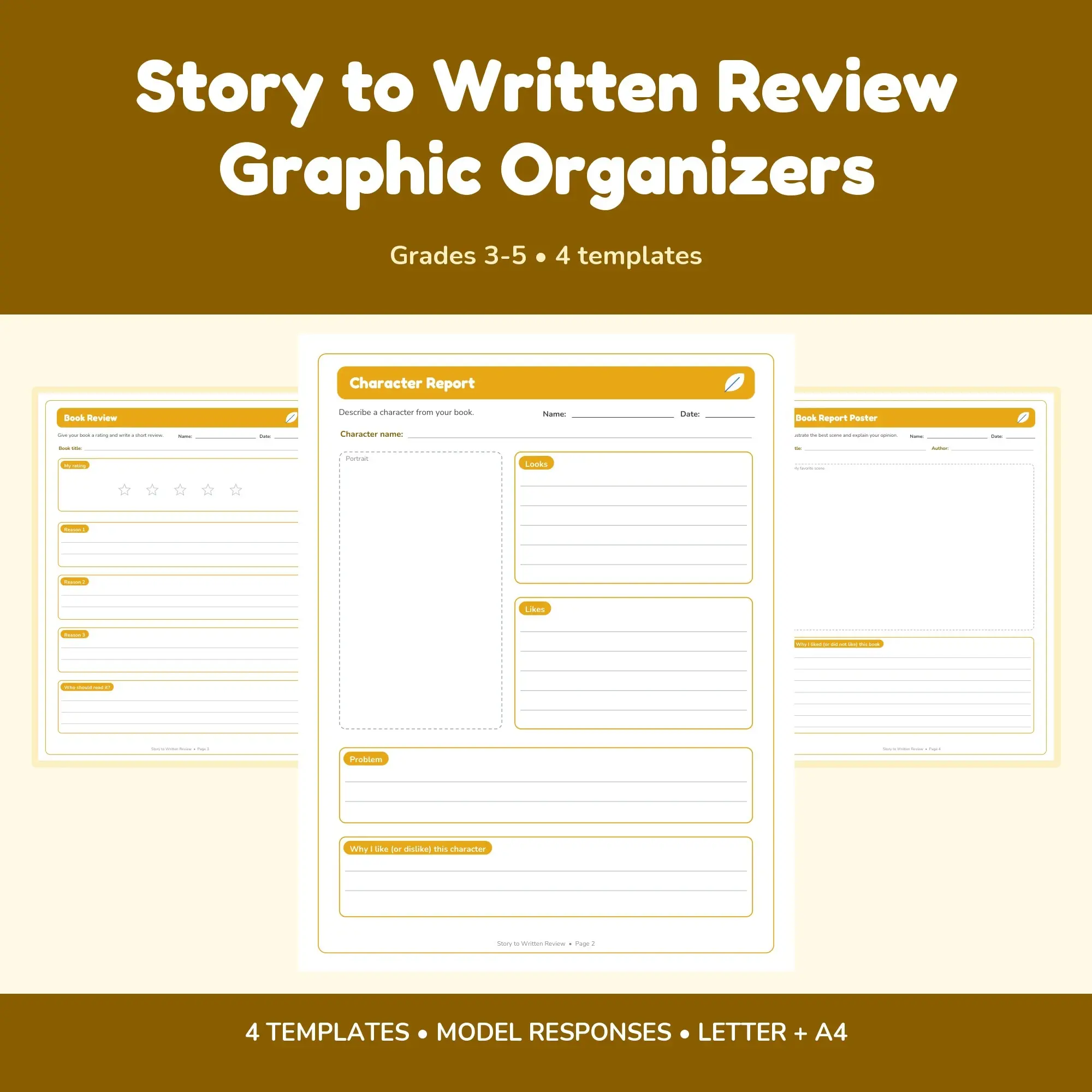 Story to Written Review Graphic Organizers - 4 Templates + Models preview